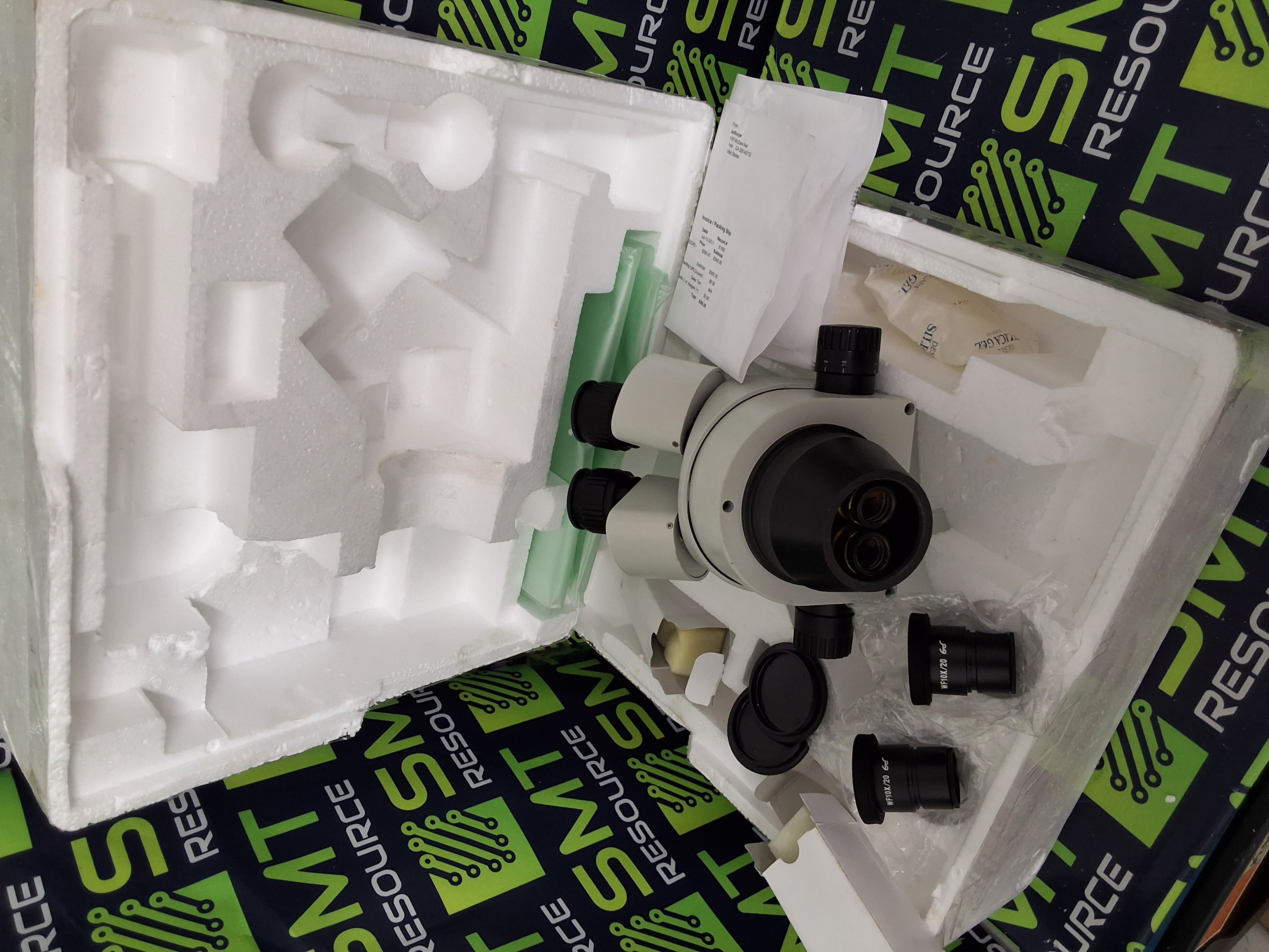 Used AmScope SM-4B 7X-45X BINOCULAR STEREO ZOOM MICROSCOPE 