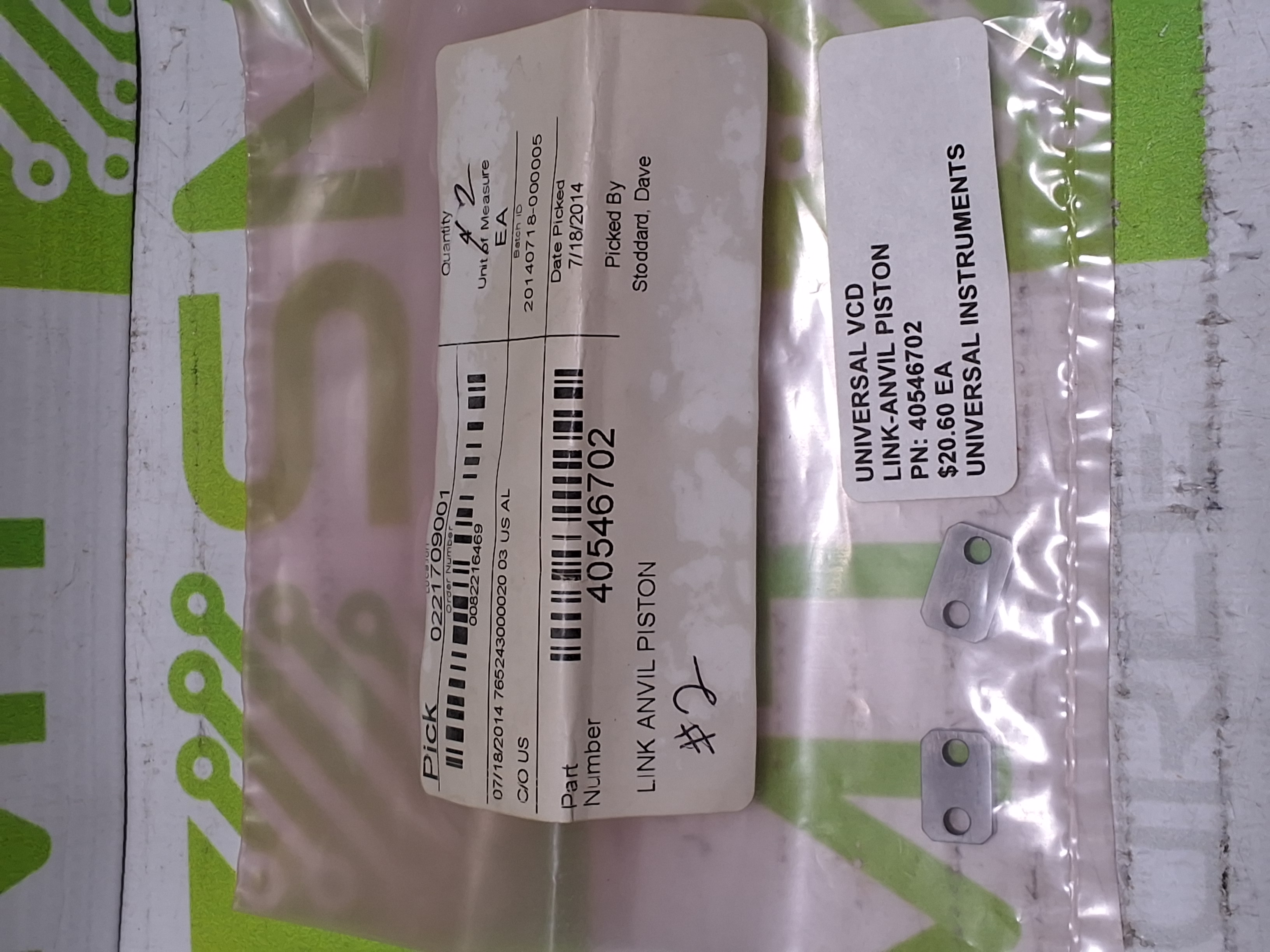 UNIVERSAL INSTRUMENTS 40546702 LINK ANVIL PISTON - BRAND NEW