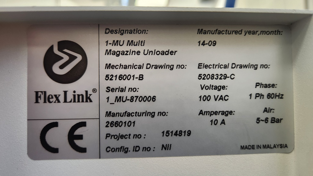Used Flexlink 1-MU End of Line Unloader