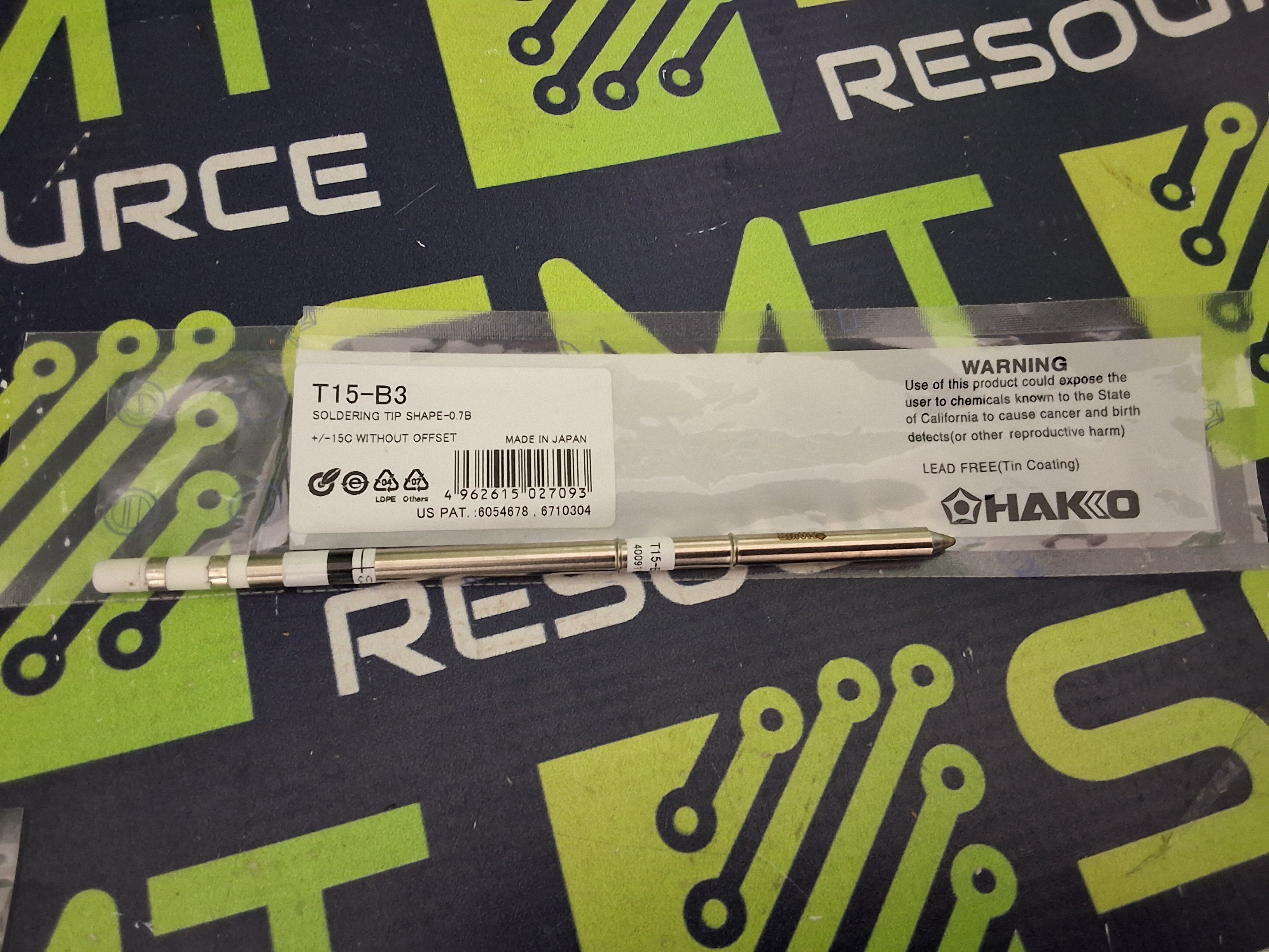 HAKKO T15-B3 SOLDERING TIP; CONICAL 0.7 x 5mm - LOT OF 2 - BRAND NEW