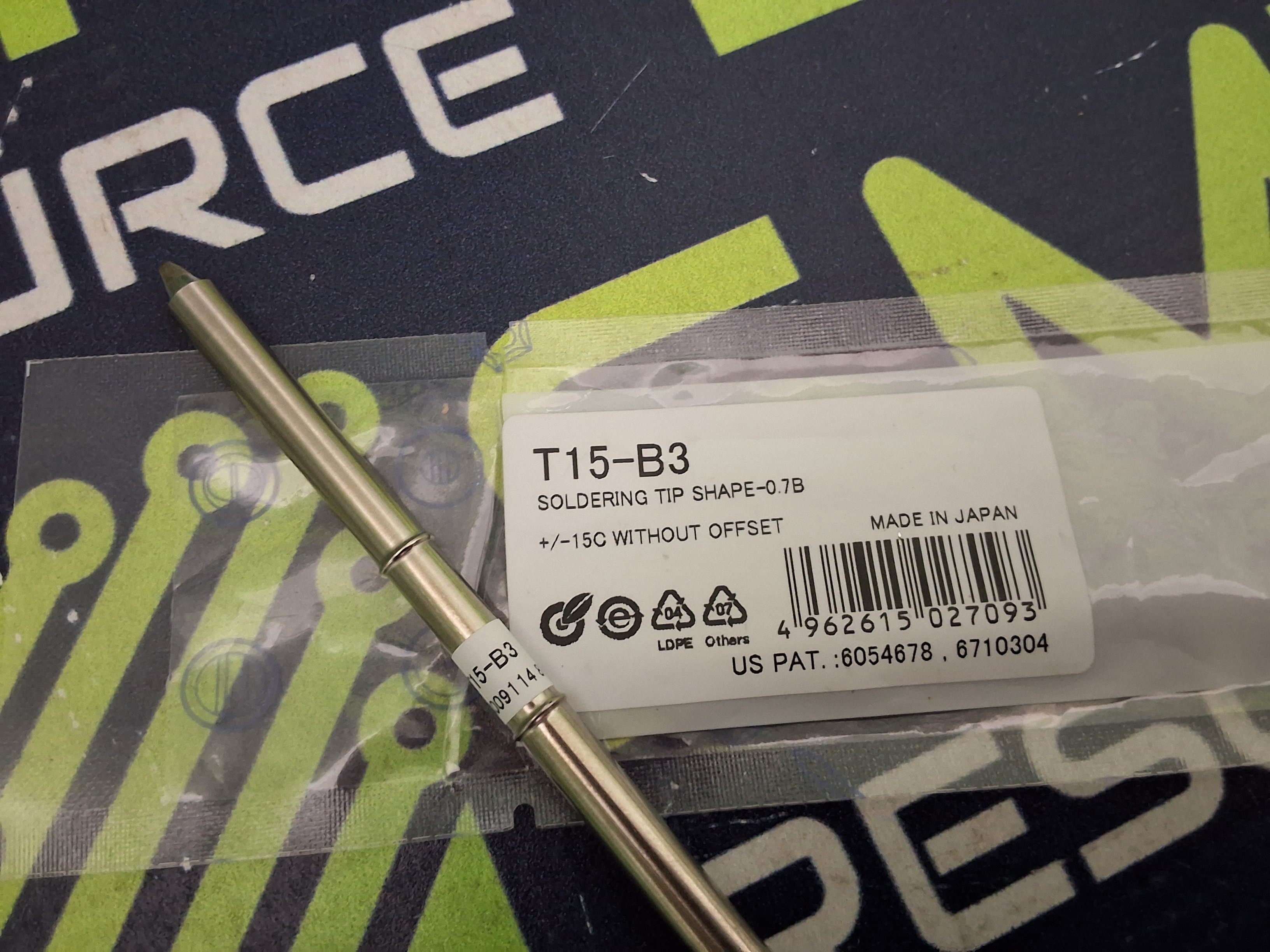HAKKO T15-B3 SOLDERING TIP; CONICAL 0.7 x 5mm - LOT OF 2 - BRAND NEW