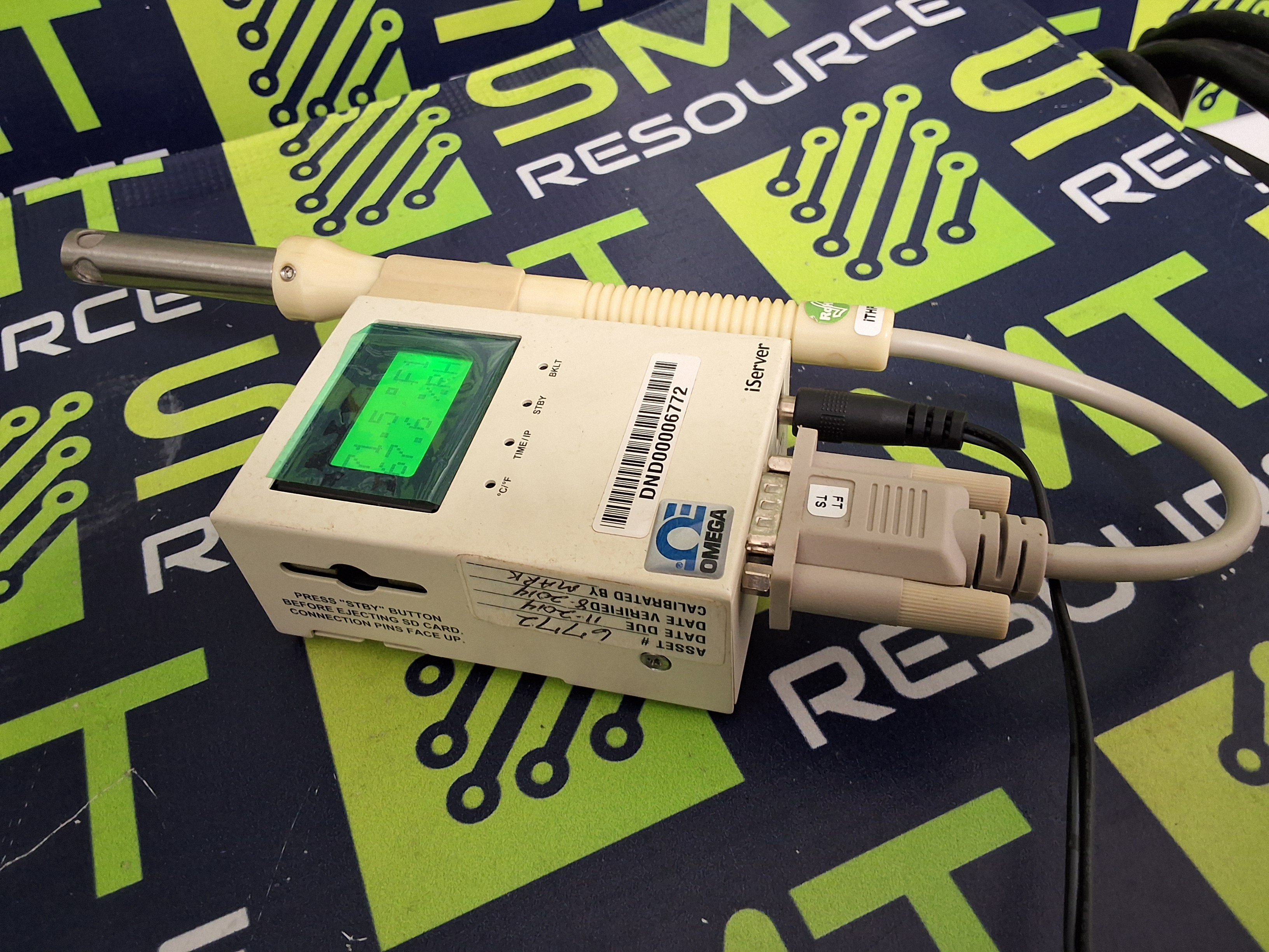 Used OMEGA iTHX-SD iServer MicroServer WITH 4GB SD CARD, POWER SUPPLY AND iTHP-W-6 PROBE