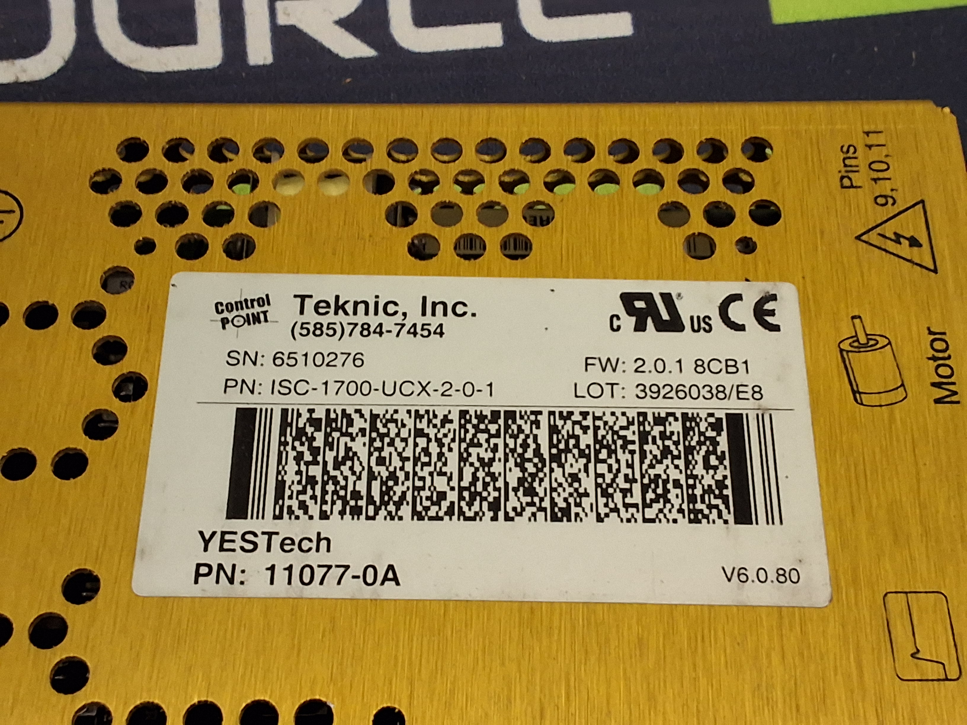 Used NORDSON TEKNIC ISC-1700-UCX-2-0-1 INTEGRATED SERVO CONTROLLER 11077-0A