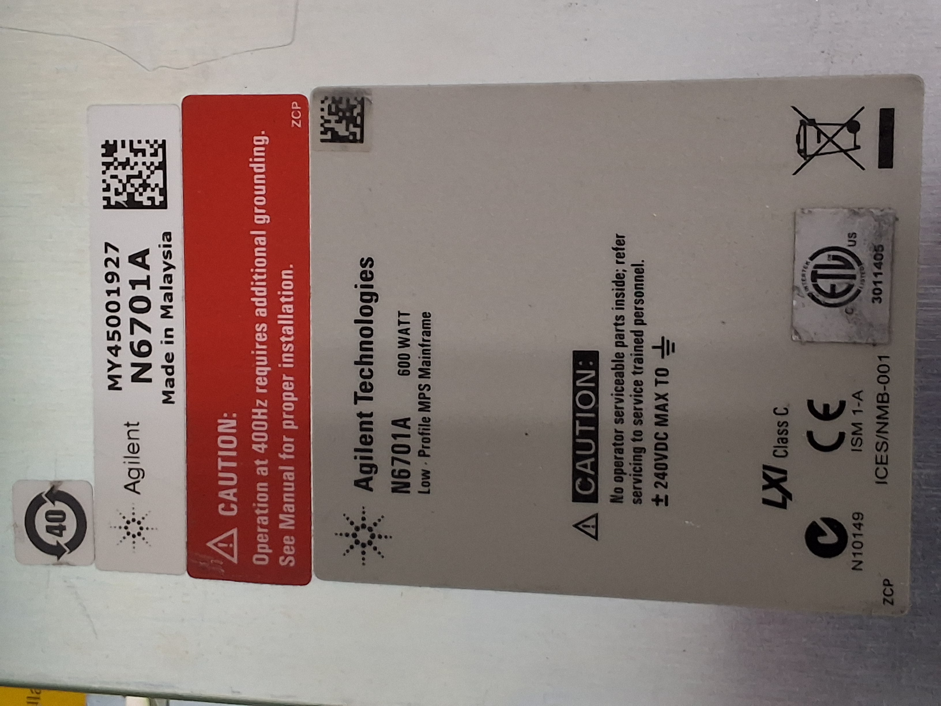 Used AGILENT N6701A LOW-PROFILE MPS MODULAR DC POWER SUPPLY MAINFRAME 600W - PARTS ONLY
