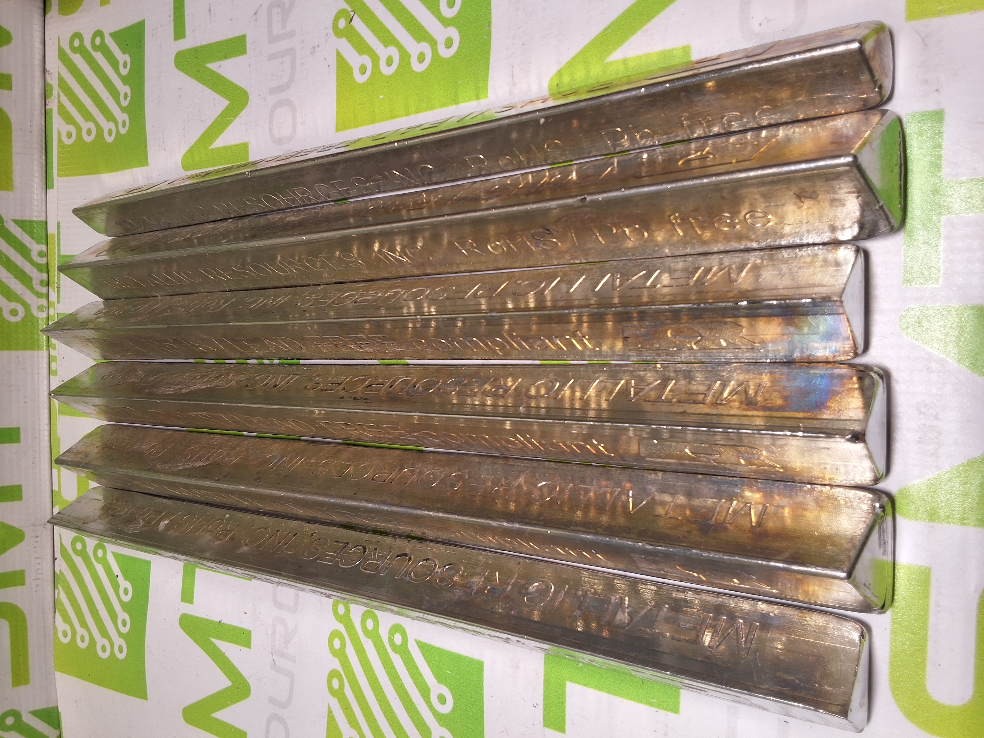Used METALLIC RESOURCES SAC305 LEAD FREE SOLDER BARS - 13.6 LBS TOTAL