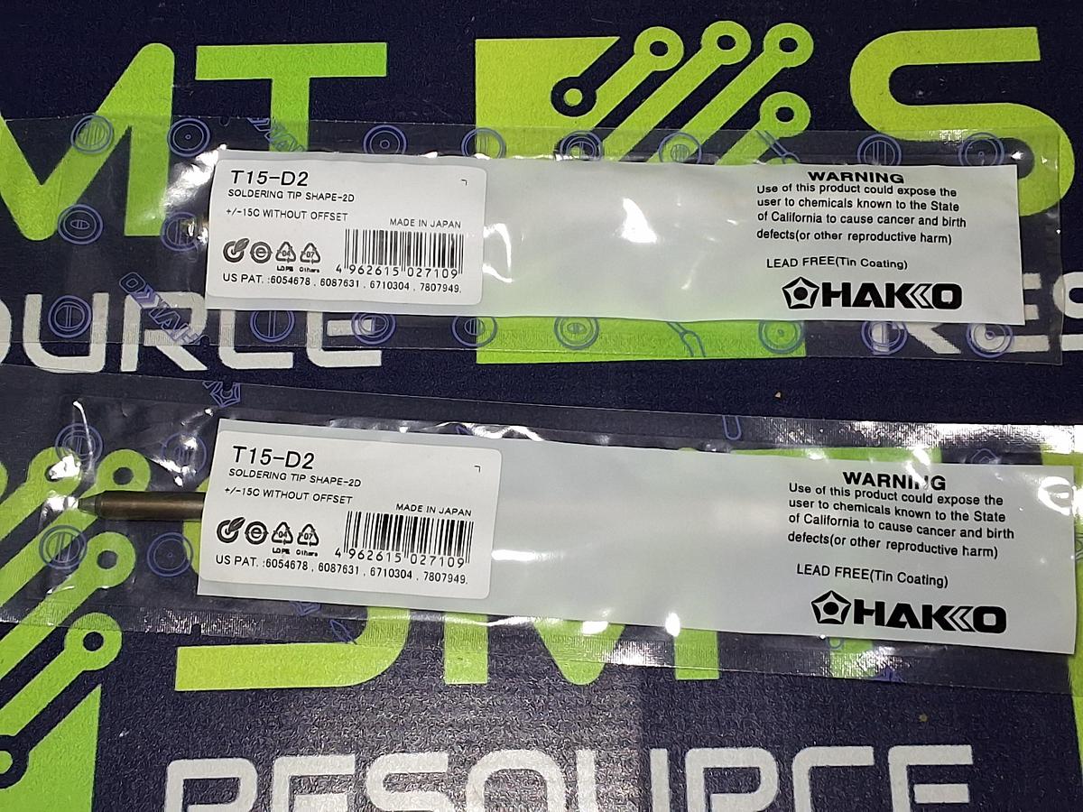 HAKKO T15-D2 SOLDERING TIP; CHISEL 2.0 x 5mm - LOT OF 2 - BRAND NEW