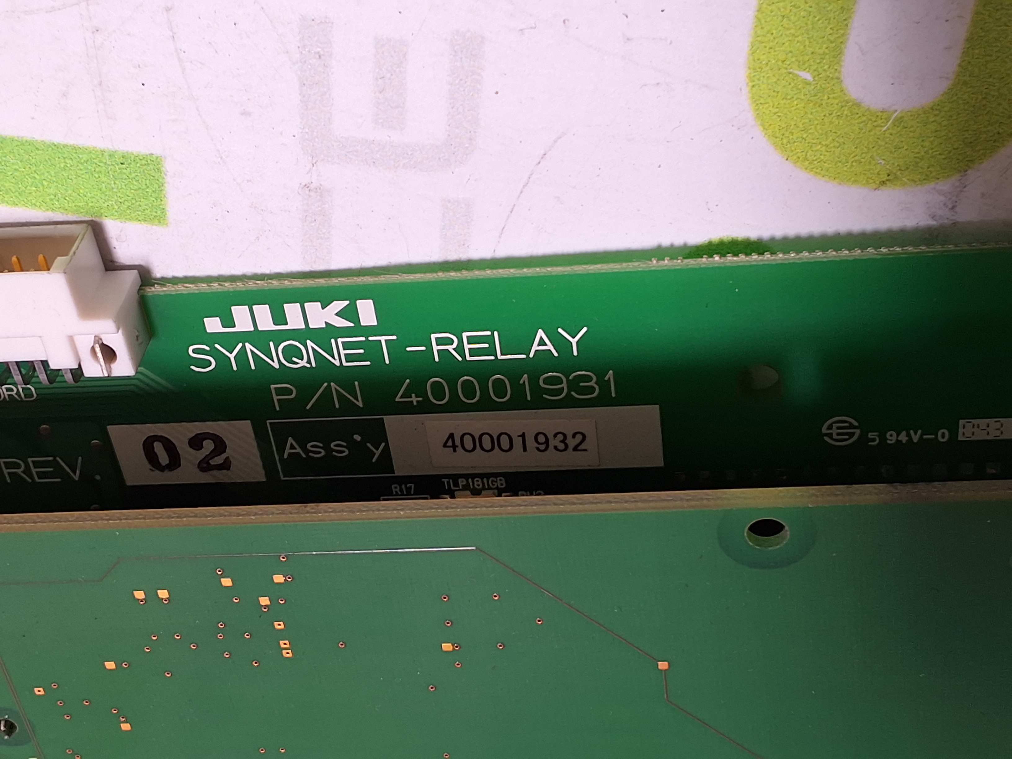 Used JUKI 40001931 SYNQNET-RELAY CIRCUIT BOARD
