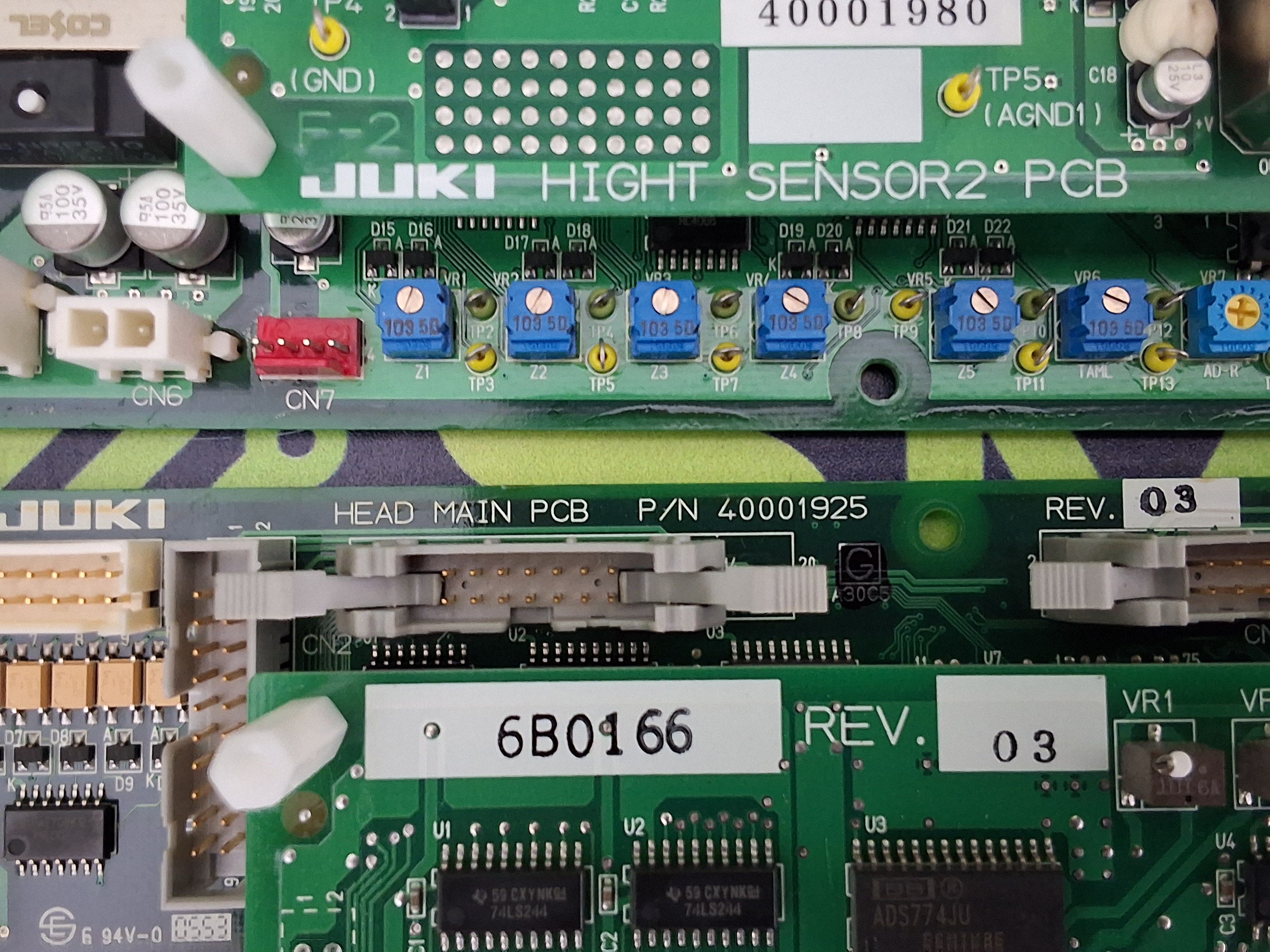 Used JUKI 40001925 HEAD MAIN PCB WITH JUKI 40001980 HIGHT SENSOR 2 PCB