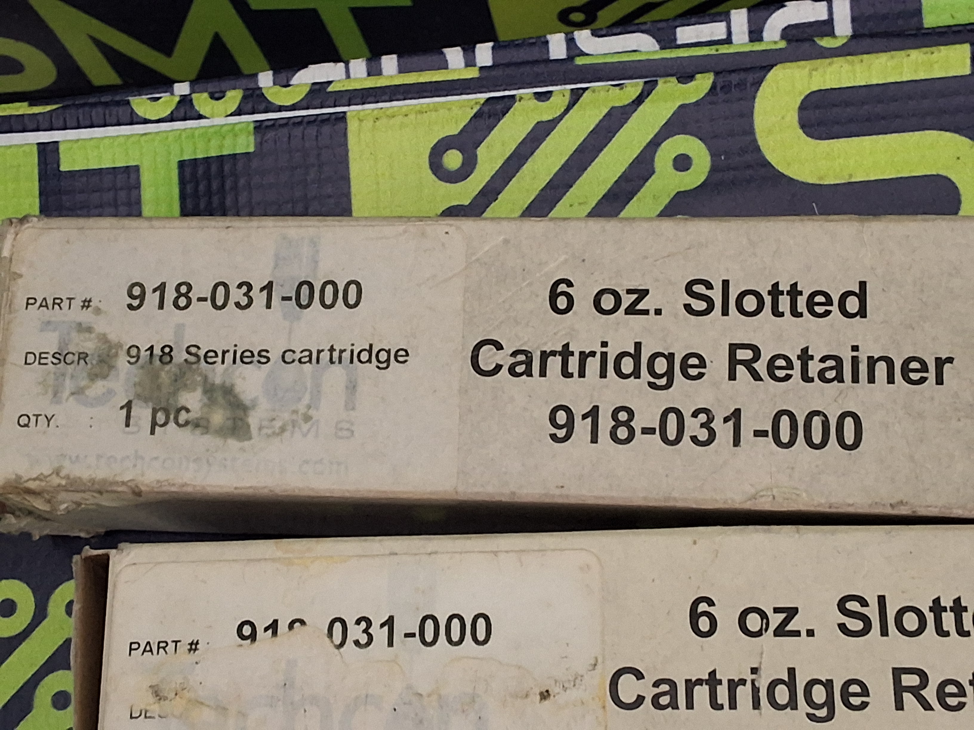 Used TECHCON 918-031-000 ALUMINUM 6oz SLOTTED CARTRIDGE RETAINER - LOT OF 2 UNITS -