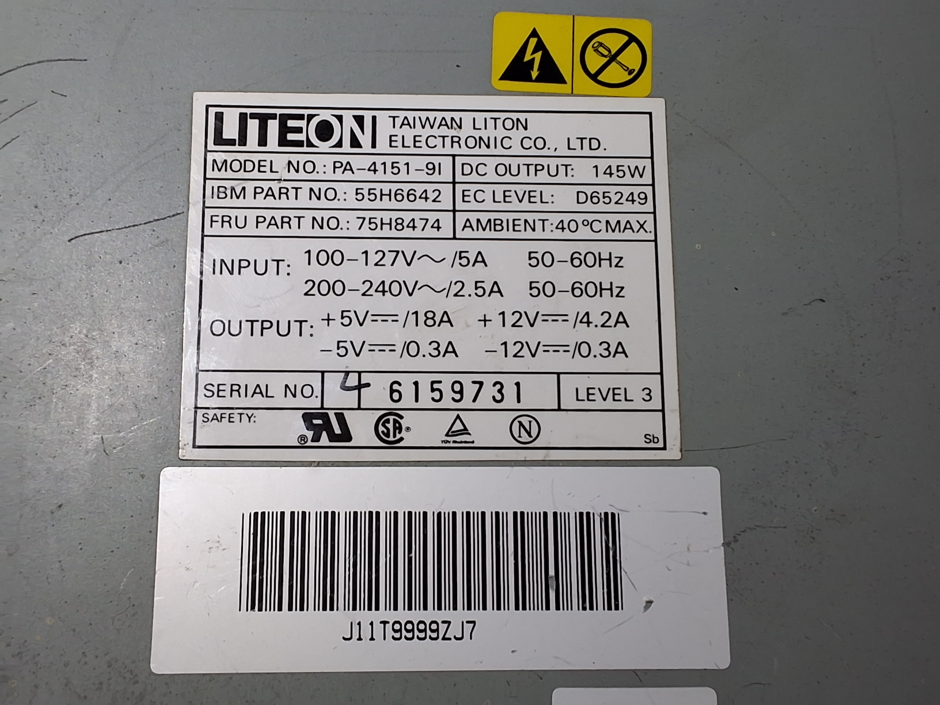 Used LITEON PA-4151-9I POWER SUPPLY 