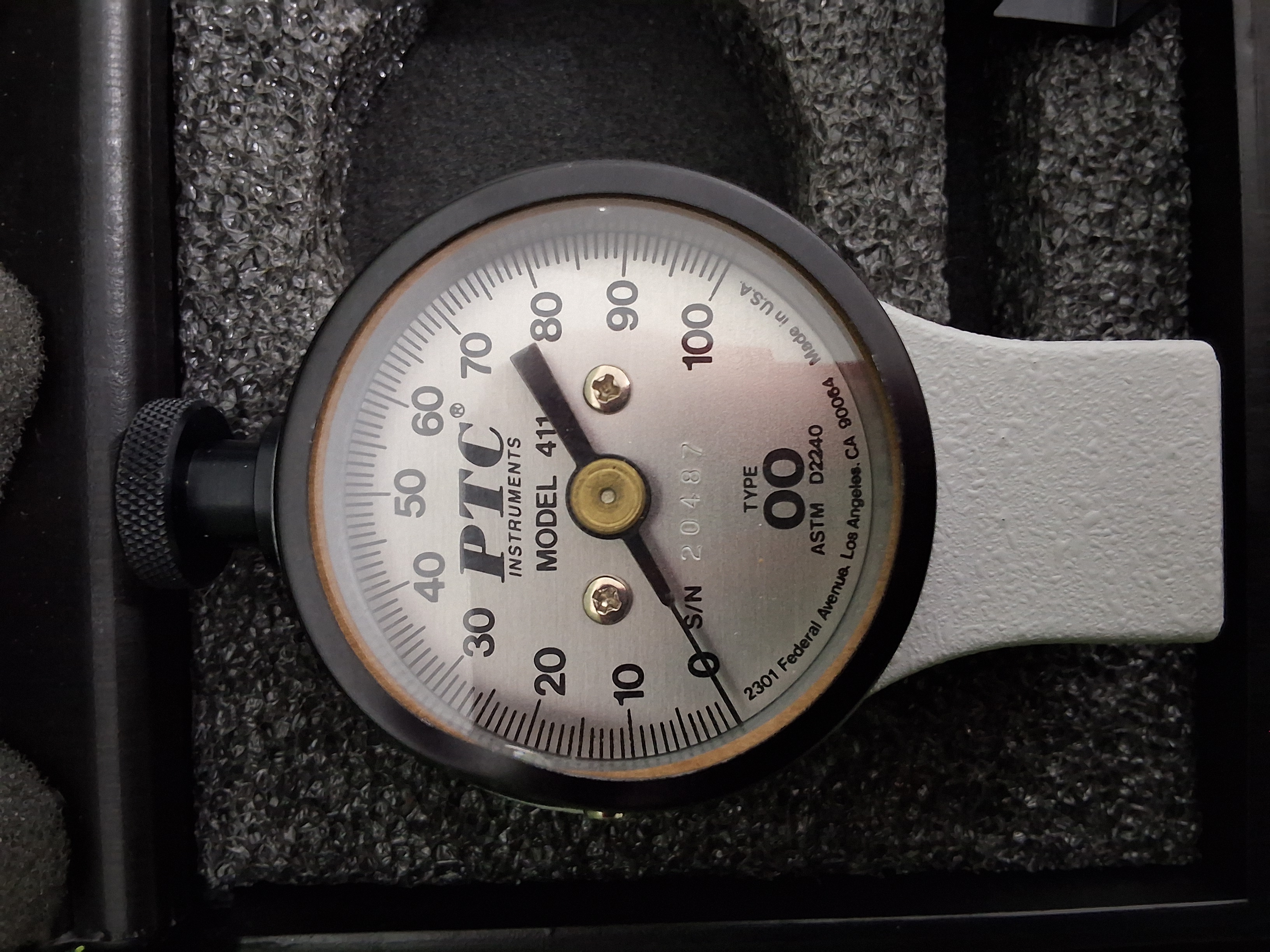 Used PTC INSTRUMENTS MODEL 411 DUROMETER TYPE 00 WITH CASE