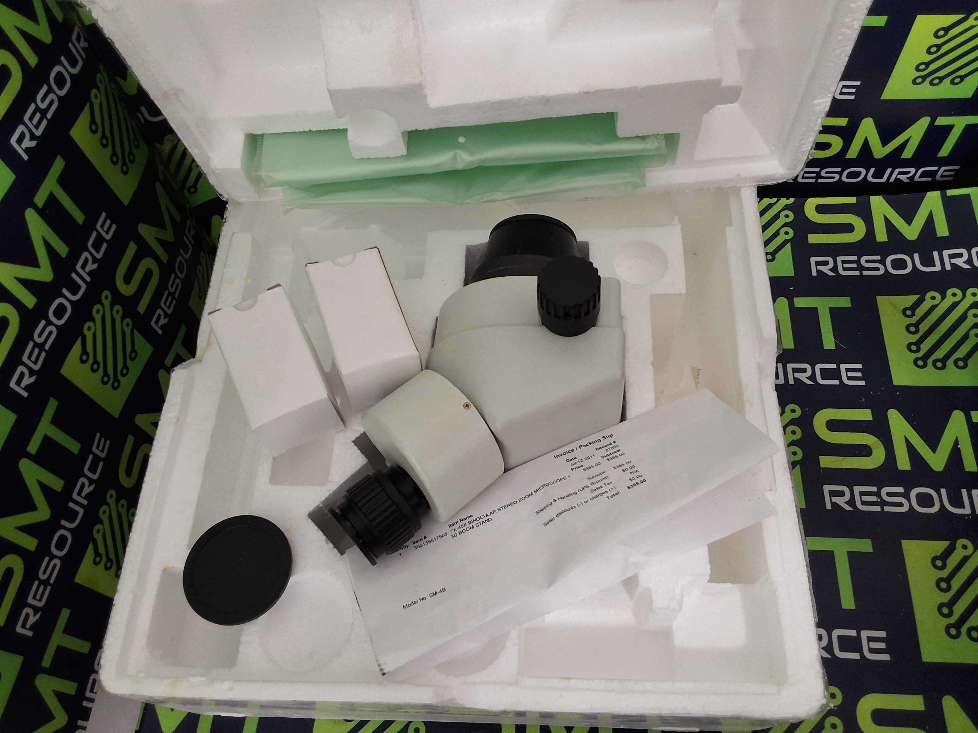 Used AmScope SM-4B 7X-45X BINOCULAR STEREO ZOOM MICROSCOPE 