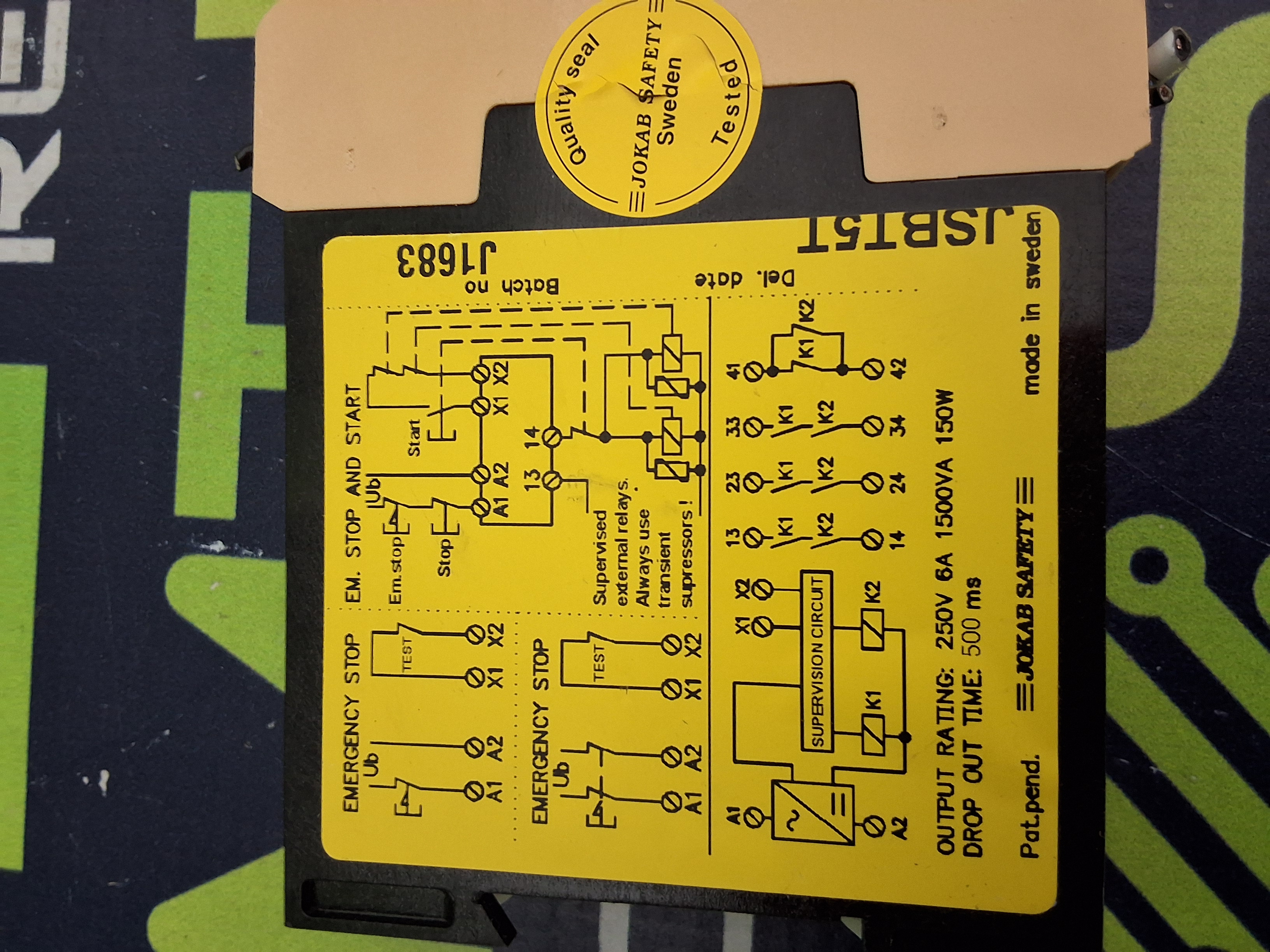 Used JOKAB SAFETY JSBT5T SAFETY RELAY 24V