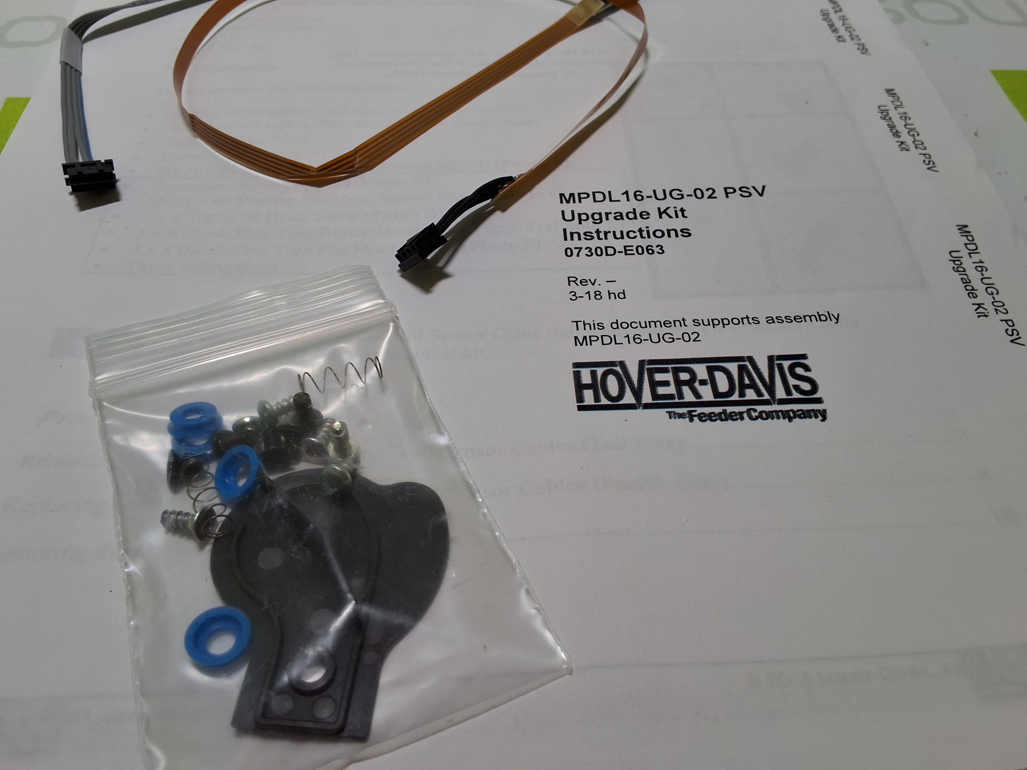 HOVER-DAVIS MPDL16-UG-02 PSV UPGRADE KIT 0730D-E063 - NEW