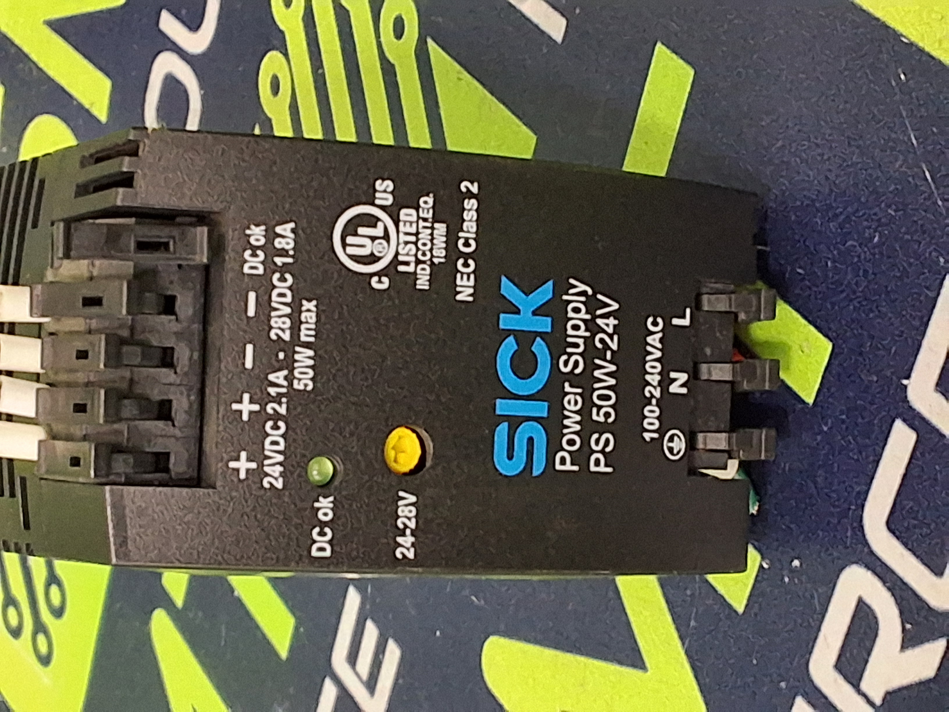 Used SICK PS 50W-24V / 7 028 789 POWER SUPPLY 100-240VAC 1A 50/60Hz