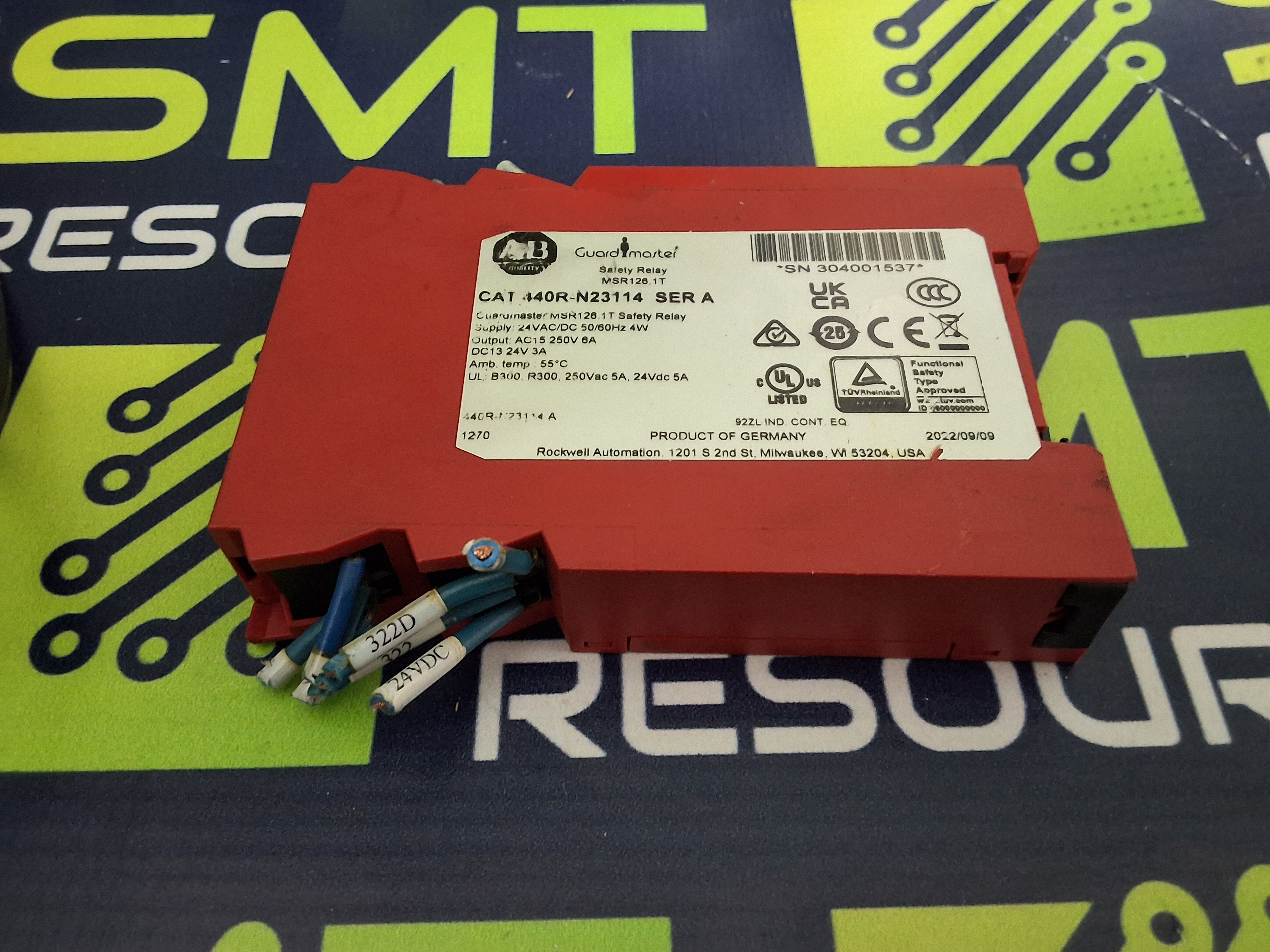 Used ALLEN-BRADLEY MSR126.1T / 440R-N23114 GUARDMASTER SAFETY RELAY 24V 3A