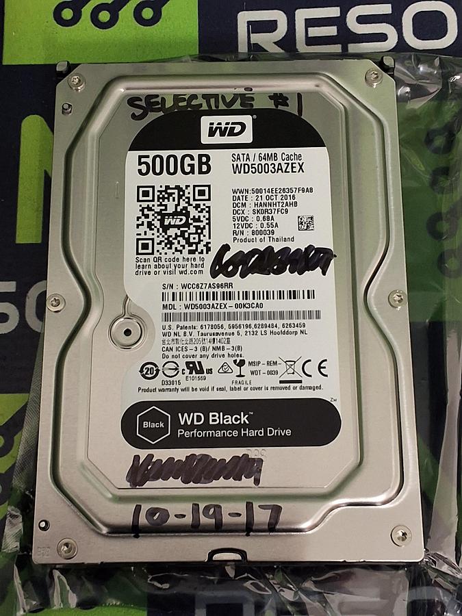 Used WESTERN DIGITAL WD5003AZEX