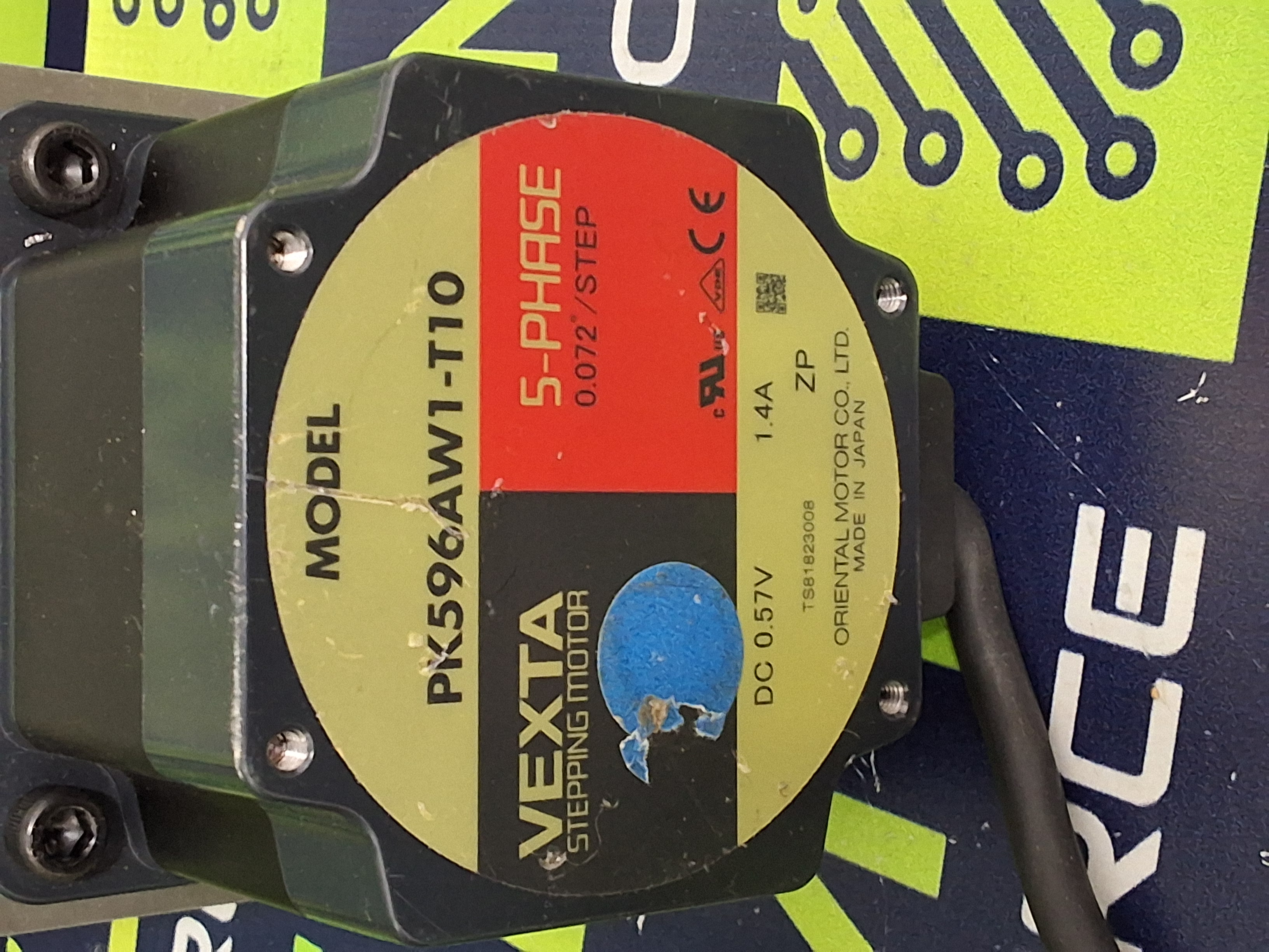 Used VEXTA ORIENTAL MOTOR CO. PK596AW1-T10 STEPPING SERVO MOTOR 5-PHASE 0.072"/Step 0.57VDC 1.4A