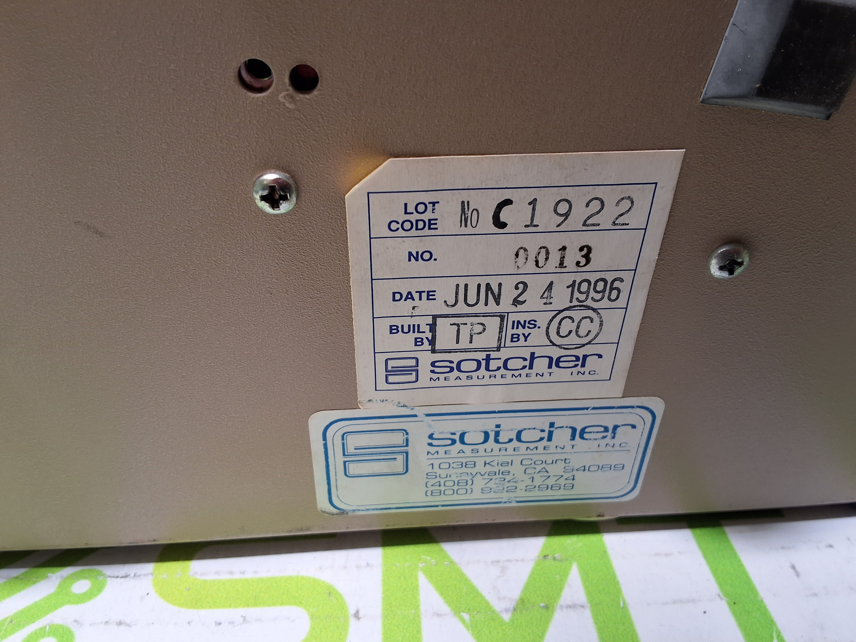 Used SOTCHER MEASUREMENT 568 HI-POT/CONTINUITY TESTER