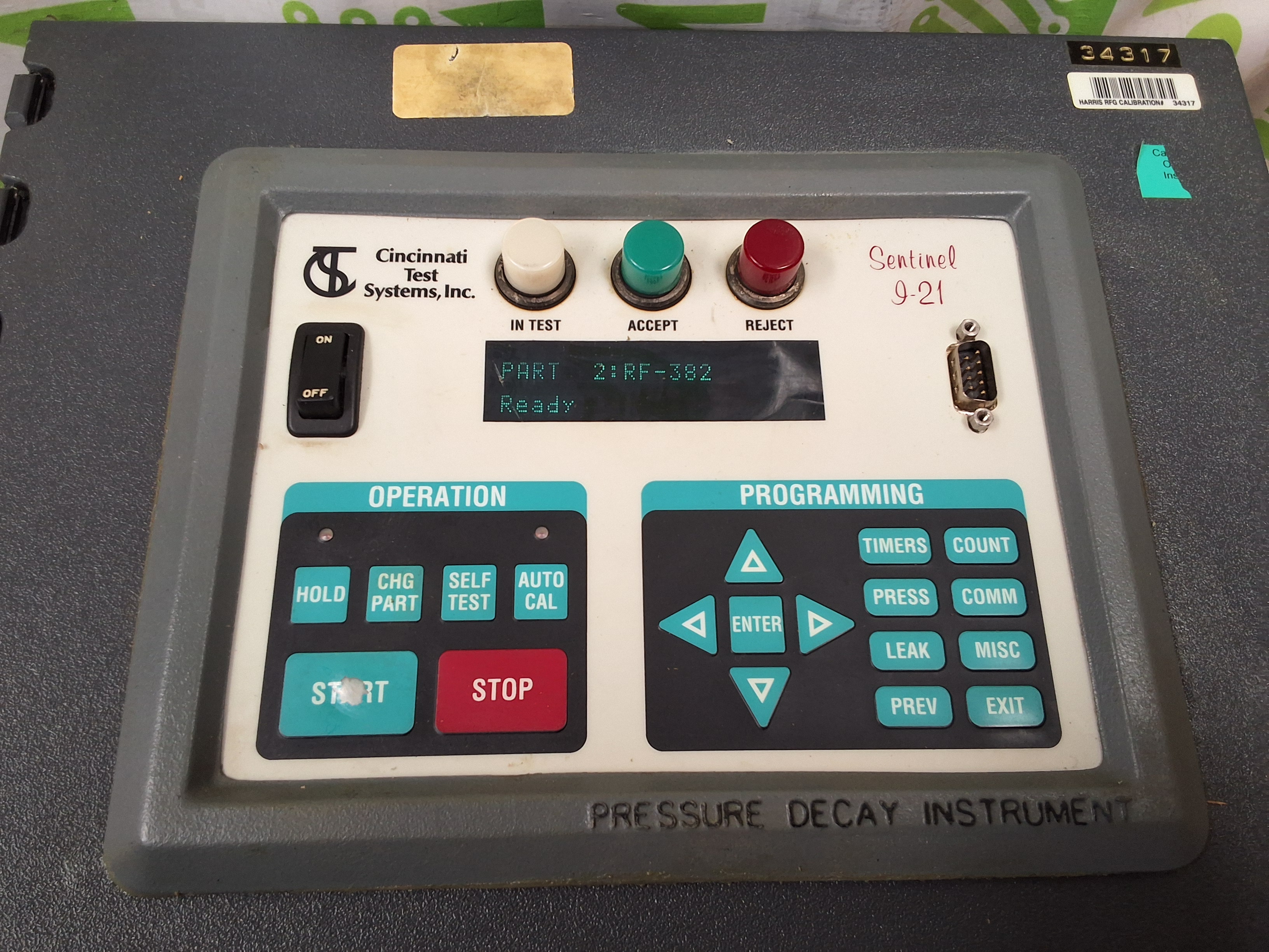 Used CINCINNATI TEST SYSTEMS SENTINEL I-21 PRESSURE DECAY LEAK TESTER / INSTRUMENT