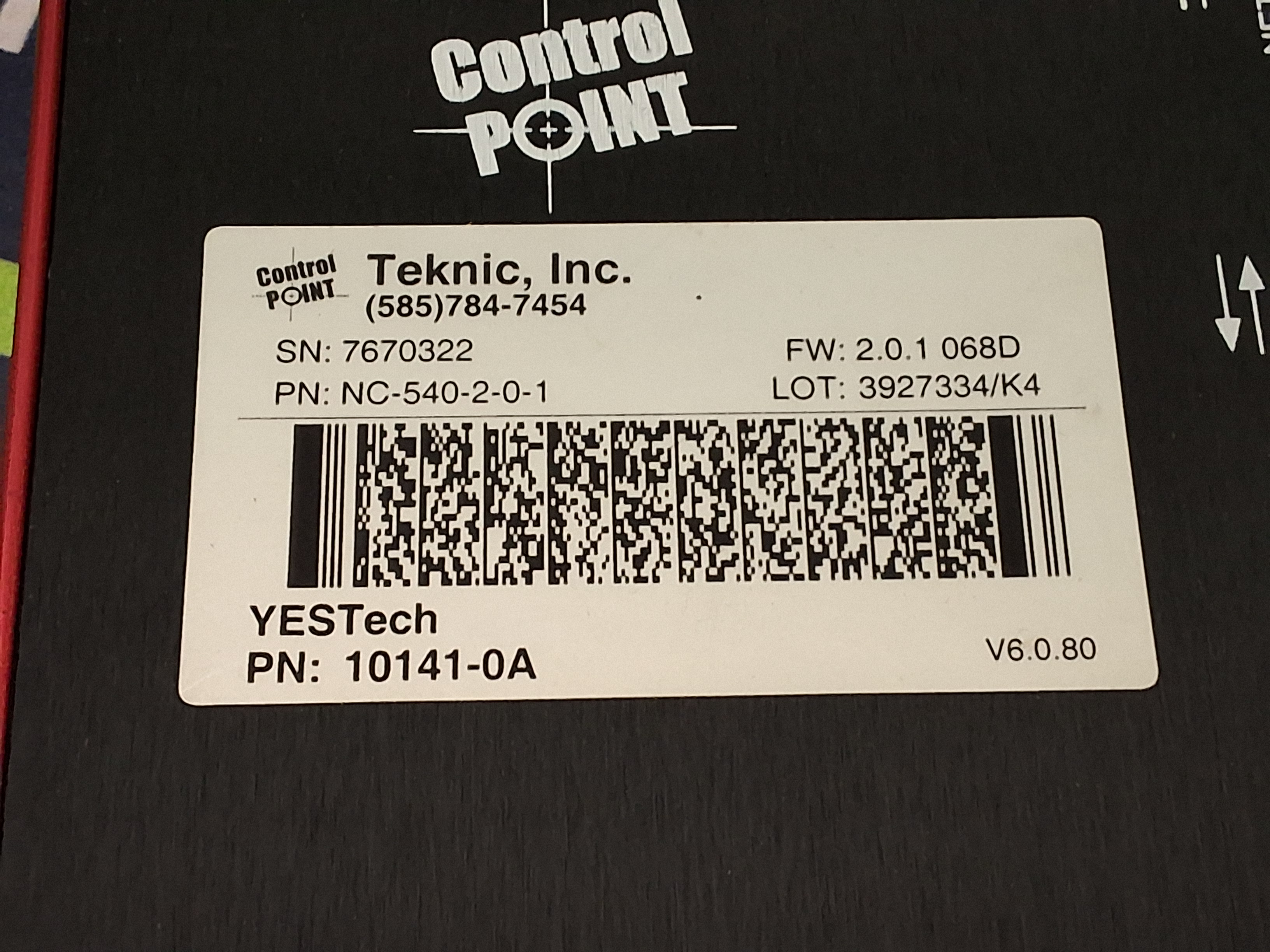 Used Teknic YESTech NC-540-2-0-1 CONTROL POINT NETWORK CONTROLLER 10141-0A