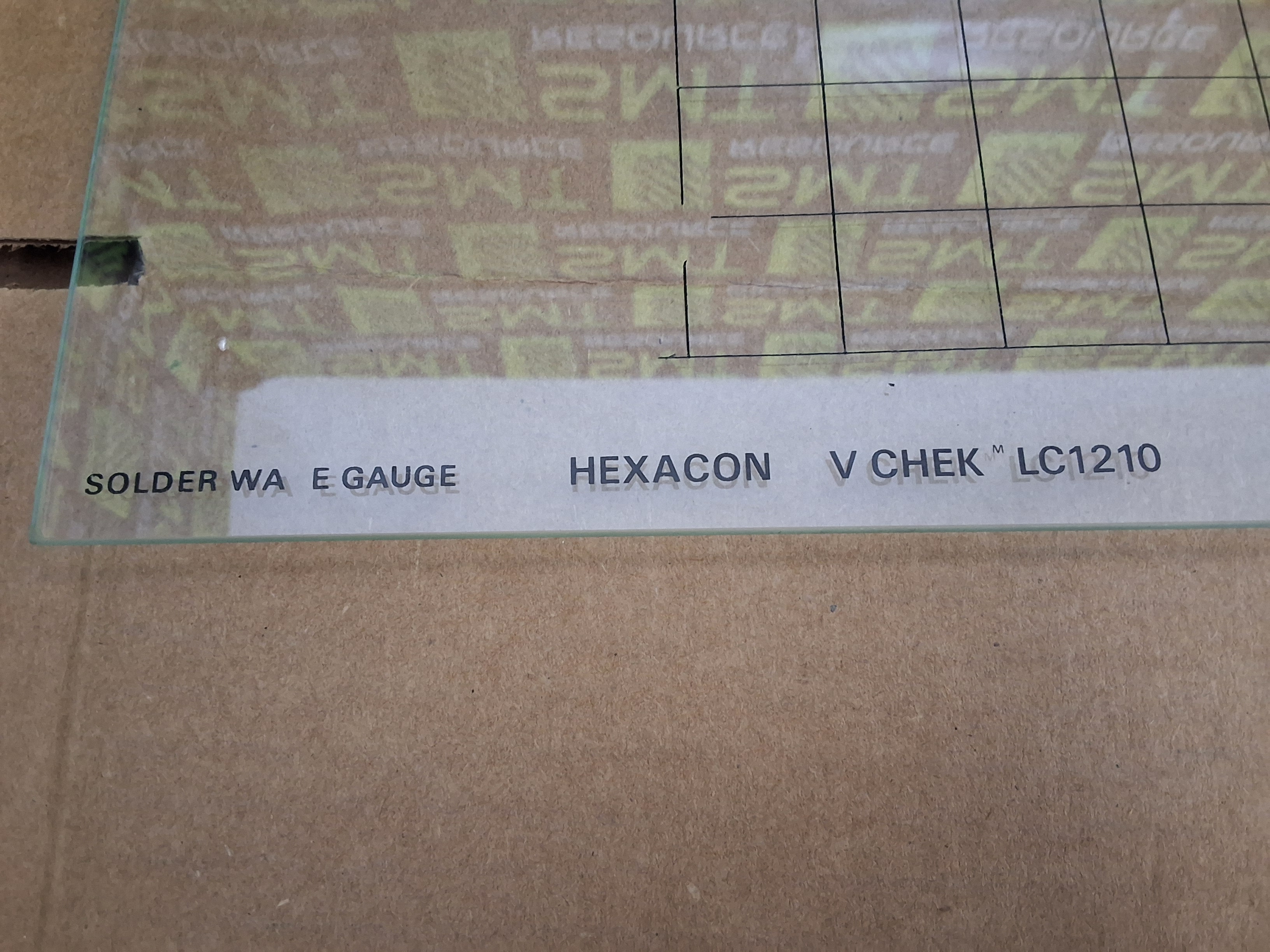 Used HEXACON LC1210 LEV CHEK WAVE SOLDERING GLASS GAUGE 12 x 10 x 1/8