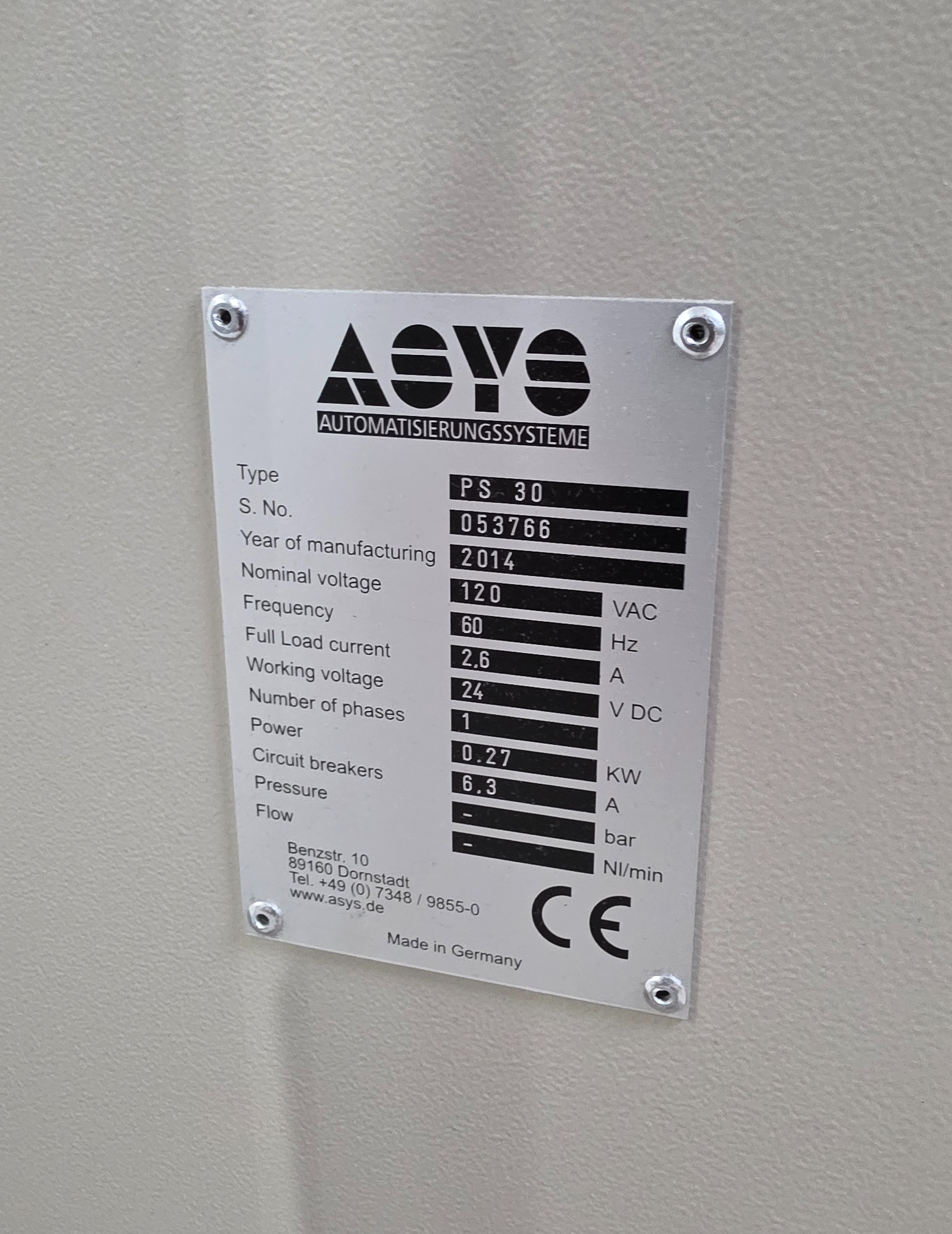 Used ASYS PS 30 PCB Buffer