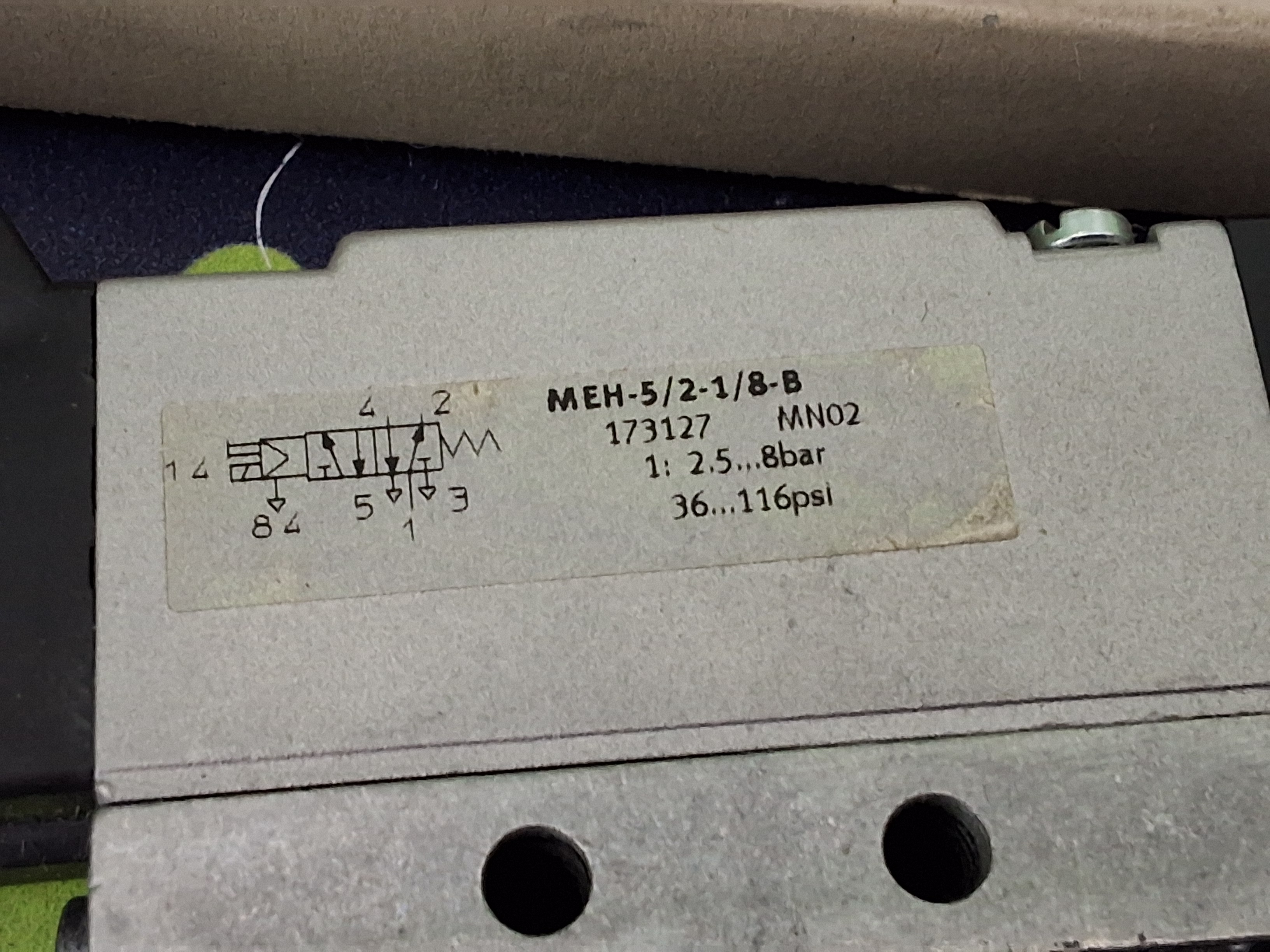 Used FESTO MEH-5/2-1/8-B / 173127 PNEUMATIC SOLENOID VALVE