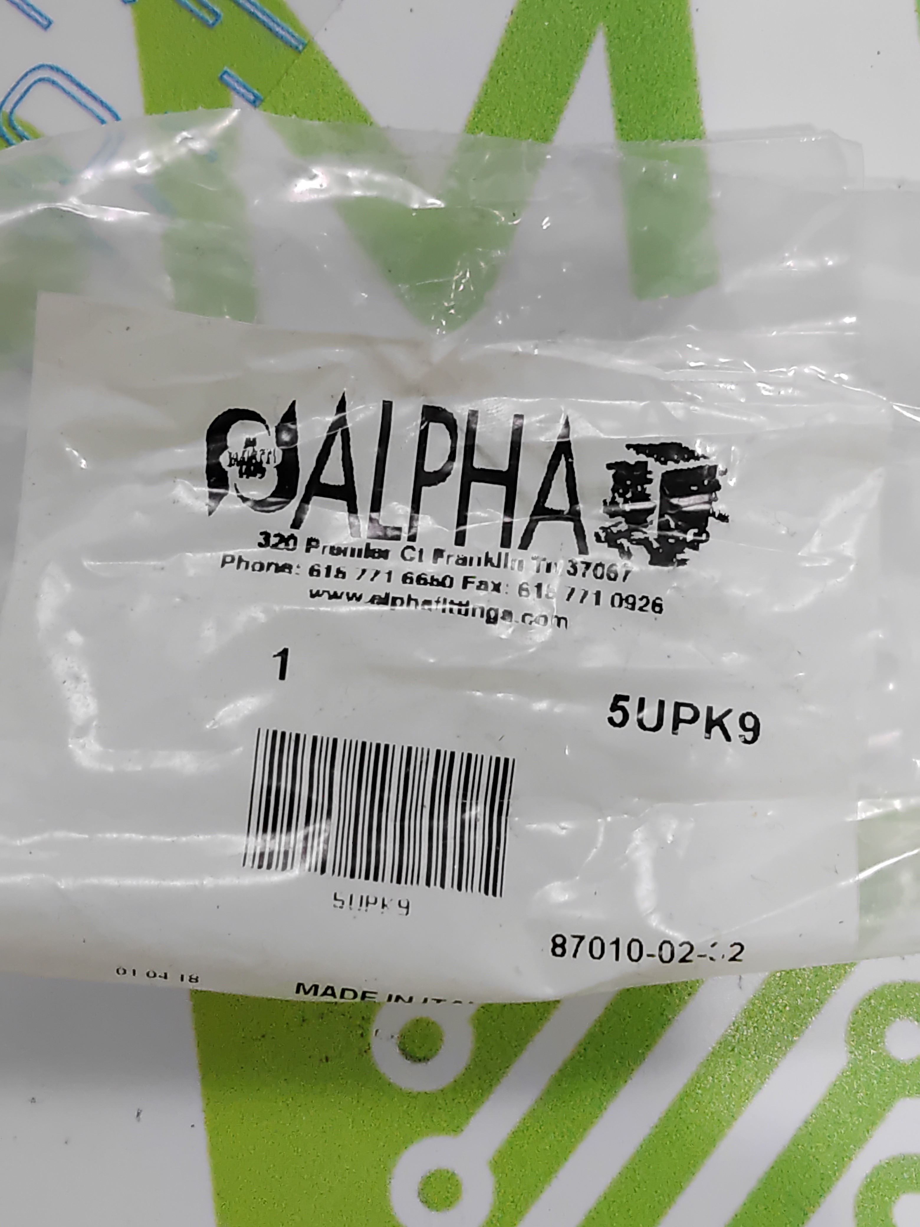 Used ALPHA FITTING 5UPK9 87010-02-32 