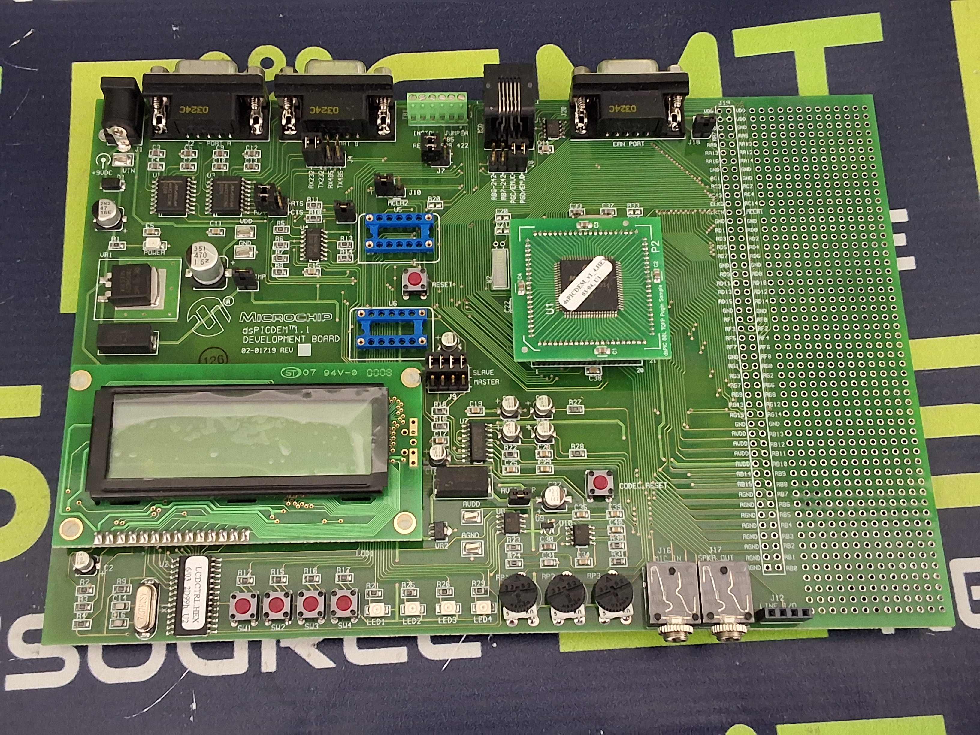 Used MICROCHIP 02-01719 dsPICDEM 1.1 DEVELOPMENT BOARD 05-01719AA ASSY# 02-01719-R2