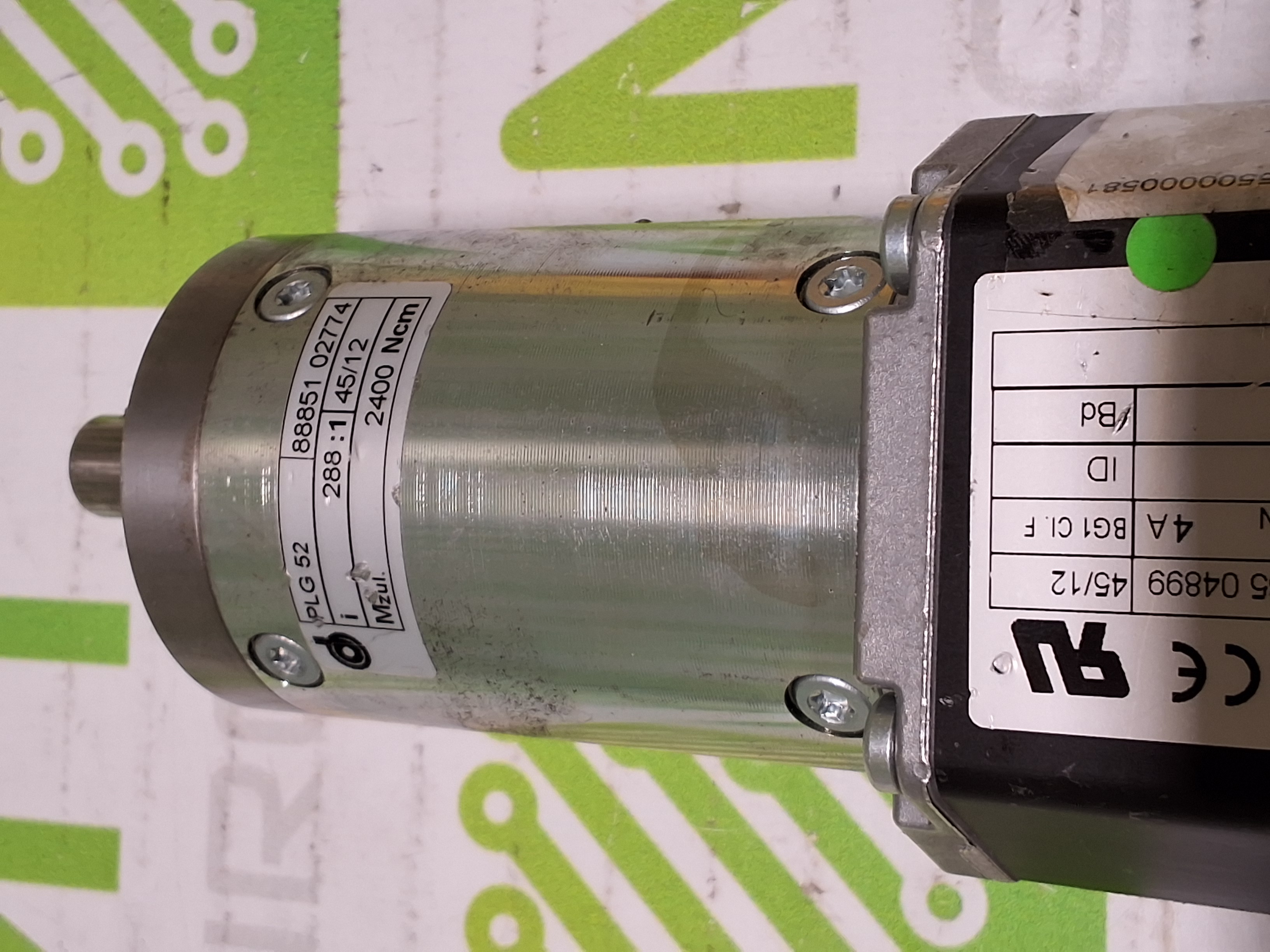 Used DUNKERMOTOREN BG 65X25CI SERVO MOTOR WITH PLG 52 288:1 GEARHEAD - LIKE NEW