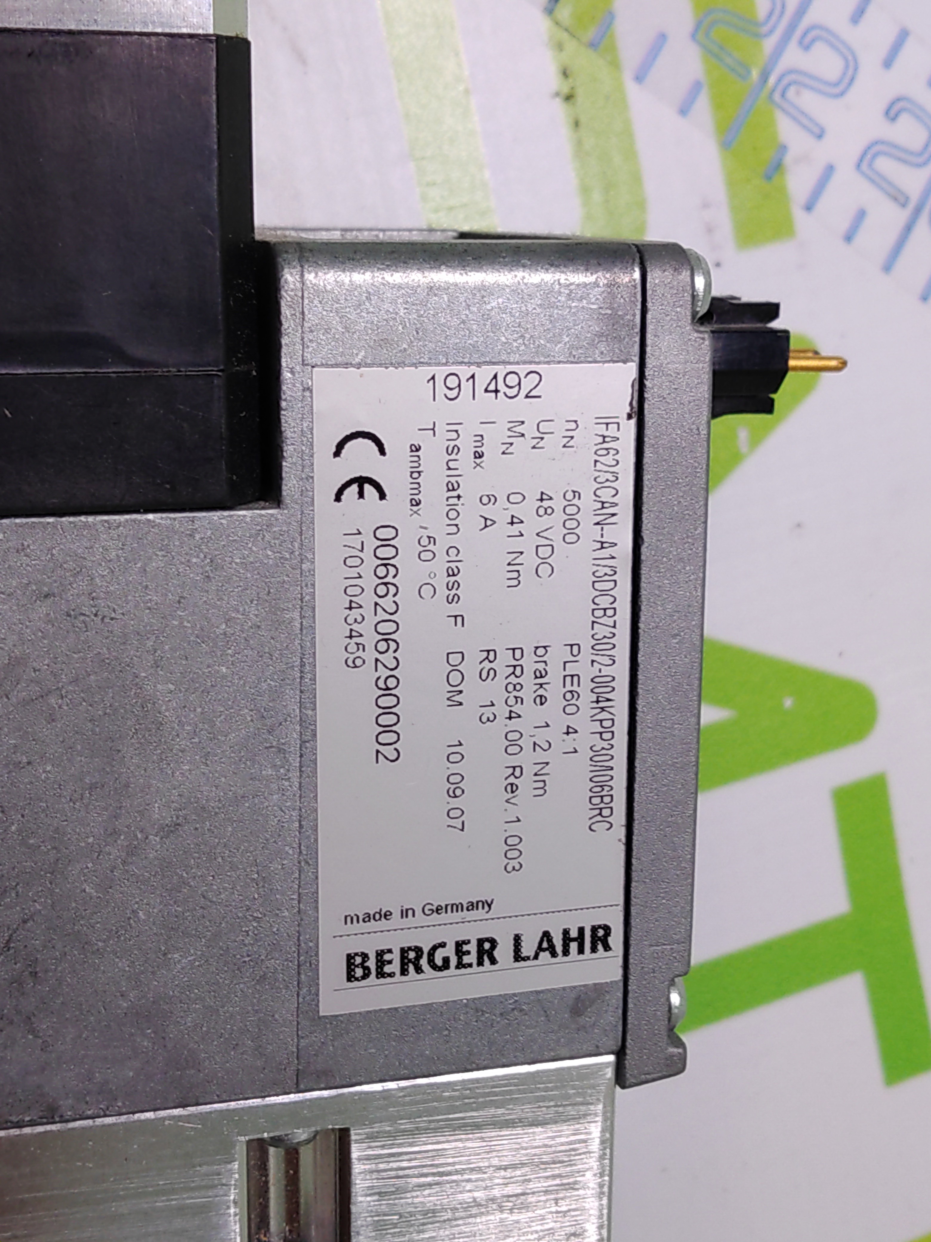 Used Berger Lahr IFA62/3CAN-A1/3DCBZ30/2-004KPP30/I06BRC Motor w/ PLE 60