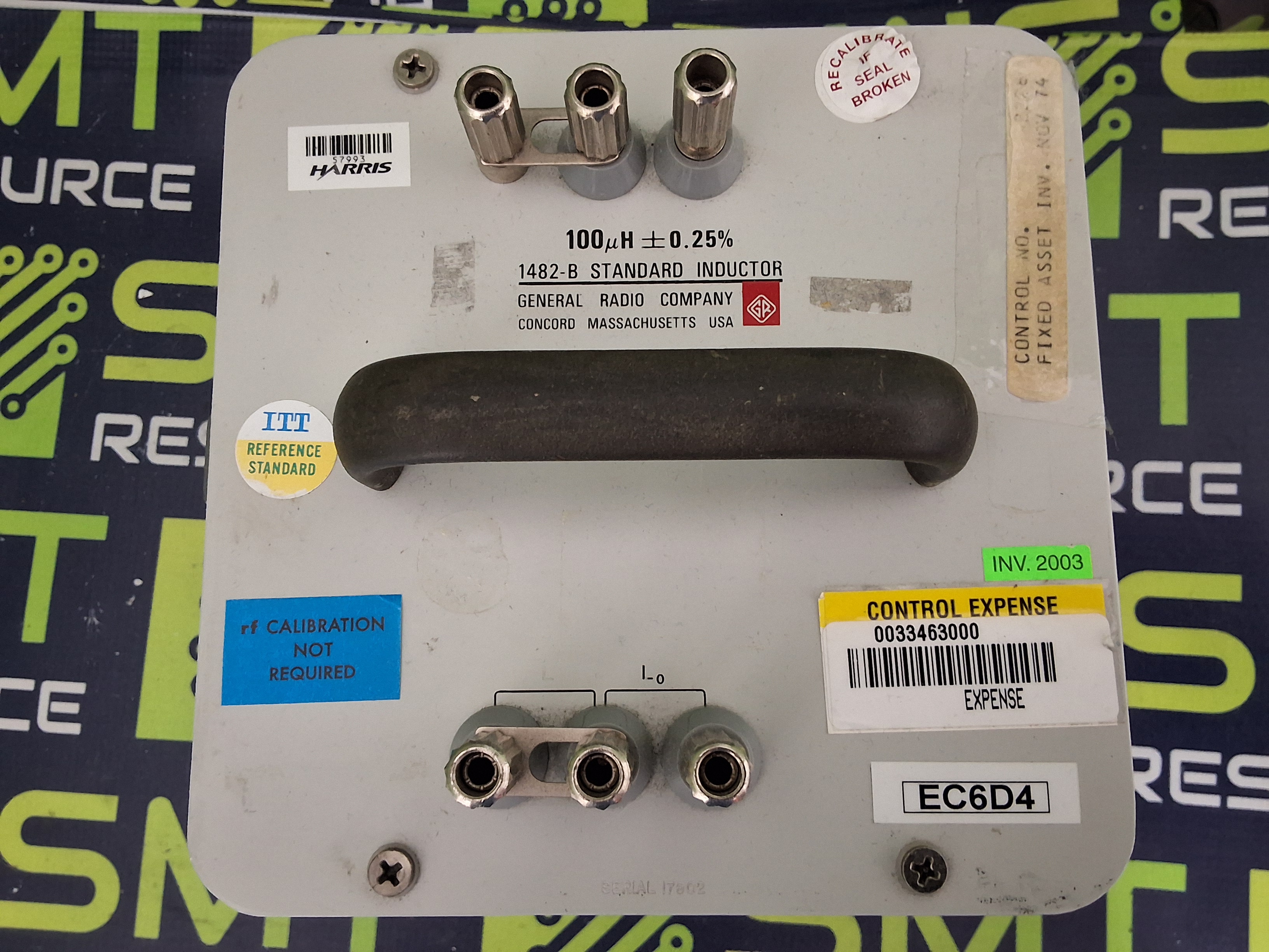 Used GENERAL RADIO COMPANY GenRad IET LABS 1482-B STANDARD INDUCTOR 100 µH ±0.25%
