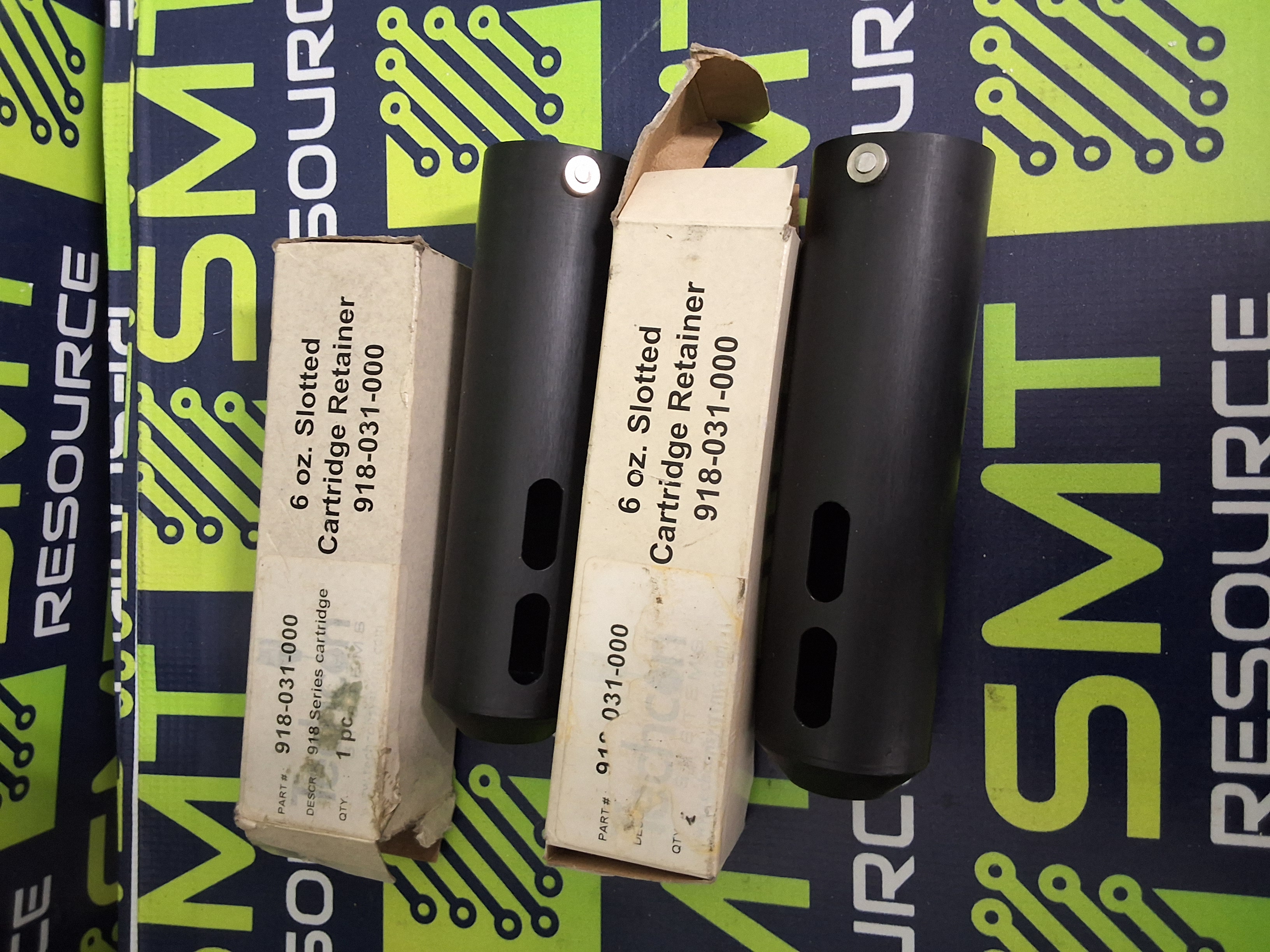Used TECHCON 918-031-000 ALUMINUM 6oz SLOTTED CARTRIDGE RETAINER - LOT OF 2 UNITS -