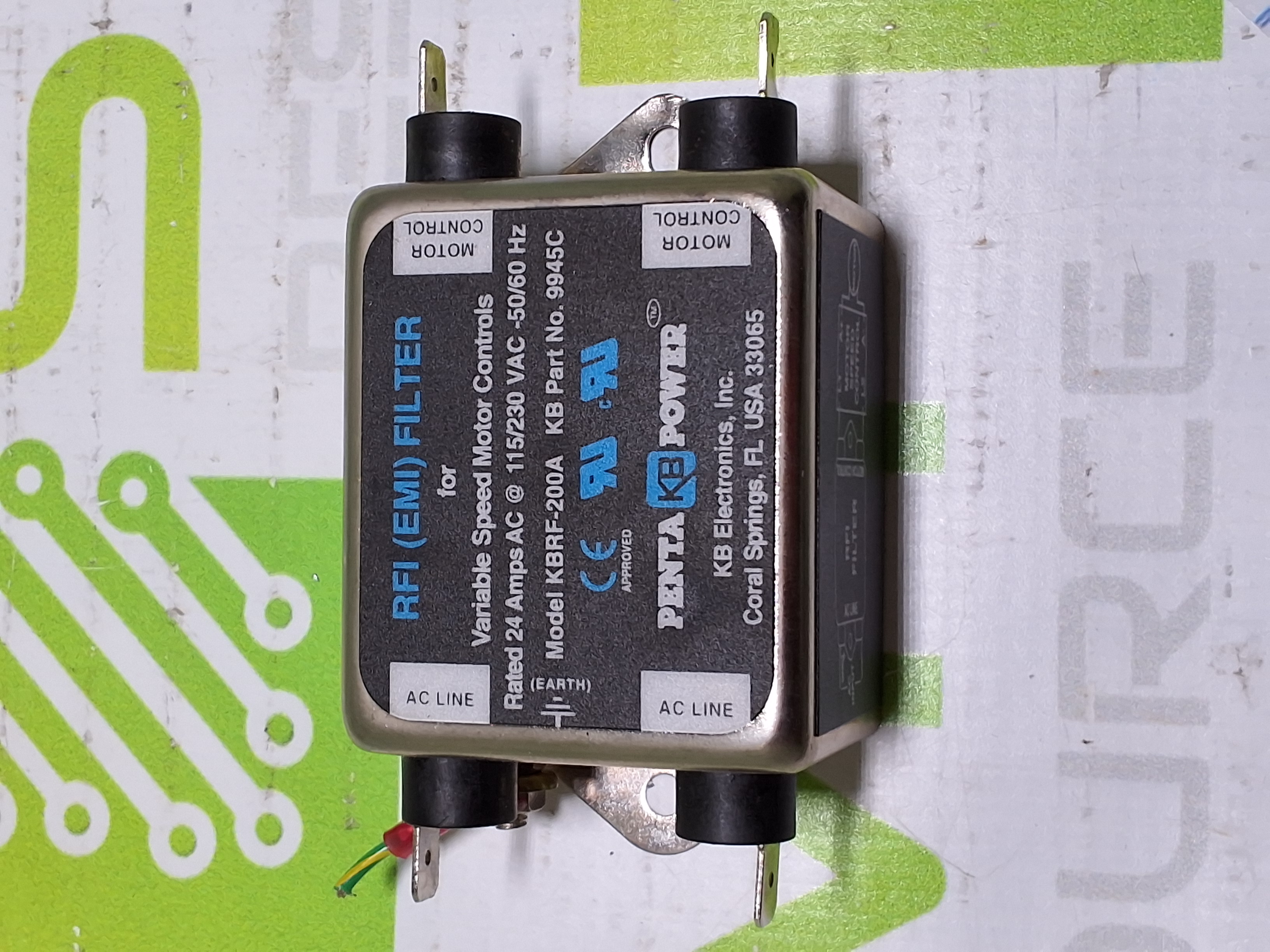 Used KB ELECTRONICS PENTA POWER KBRF-200A RFI (EMI) FILTER 9945C