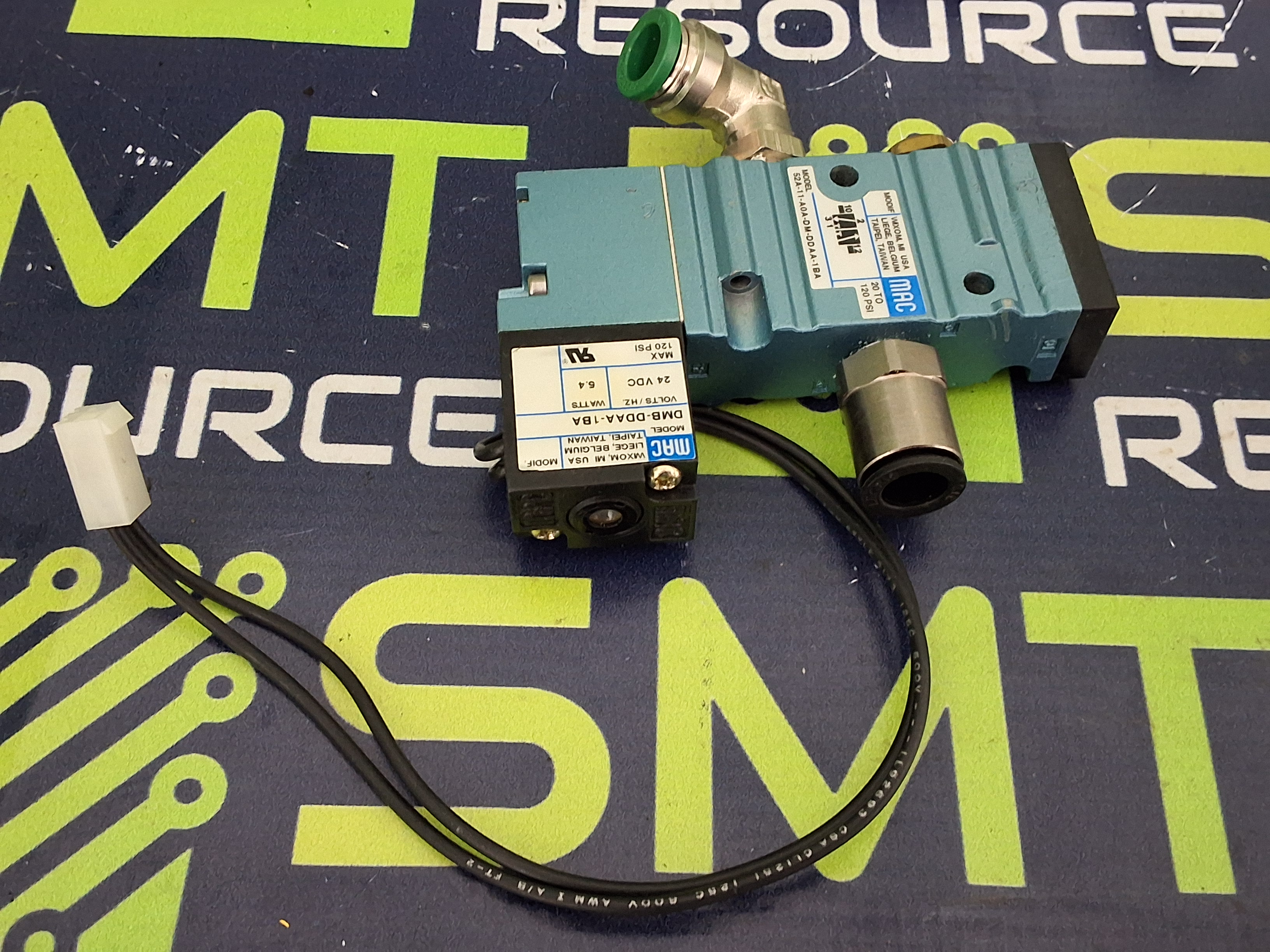 Used MAC VALVE 52A-11-AOA-DM-DDAA-1BA WITH DMB-DDAA-1BA SOLENOID VALVE