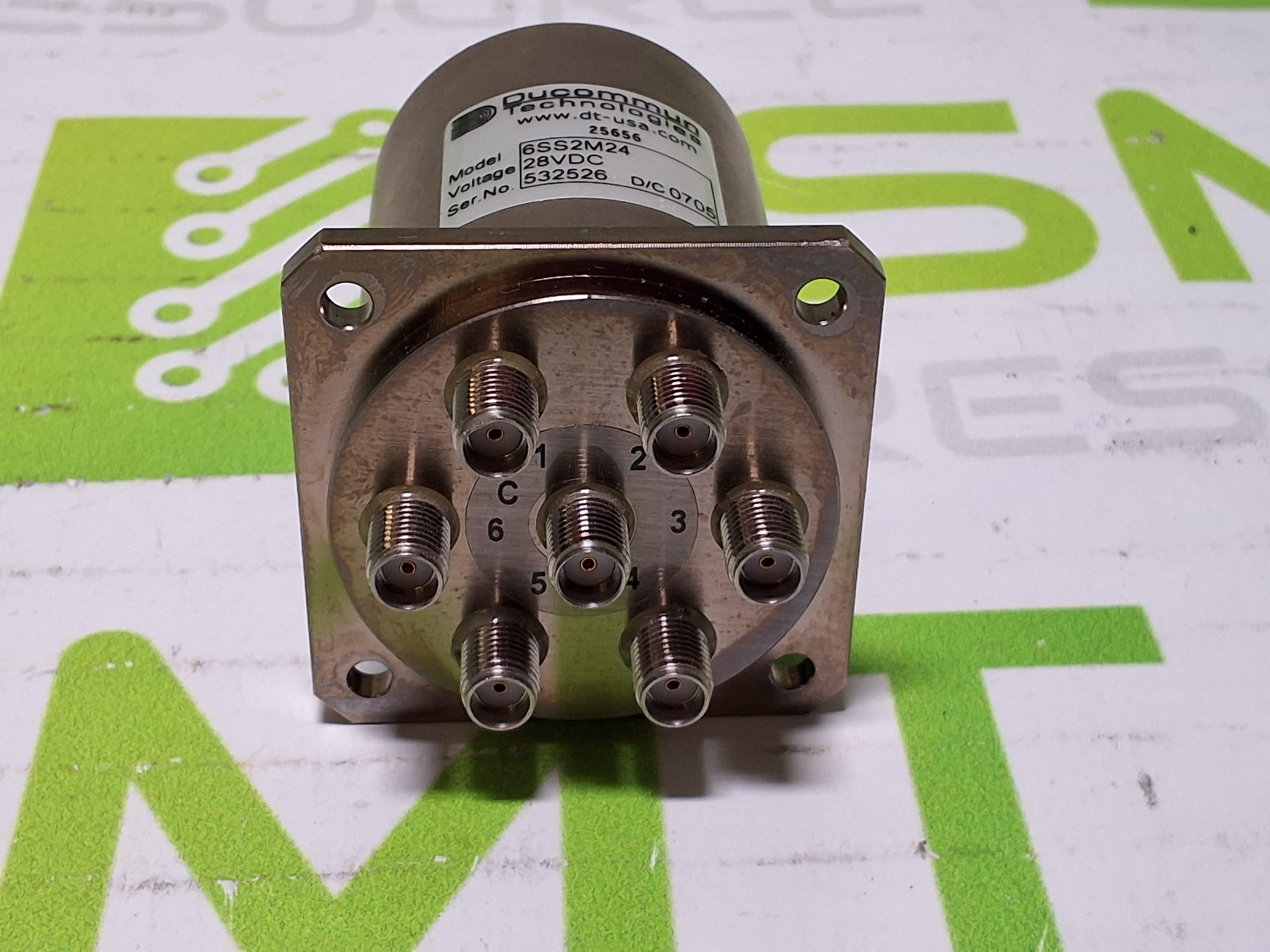 Used DUCOMMUN TECHNOLOGIES 6SS2M24 28VDC MULTI-POSITION RF SWITCH