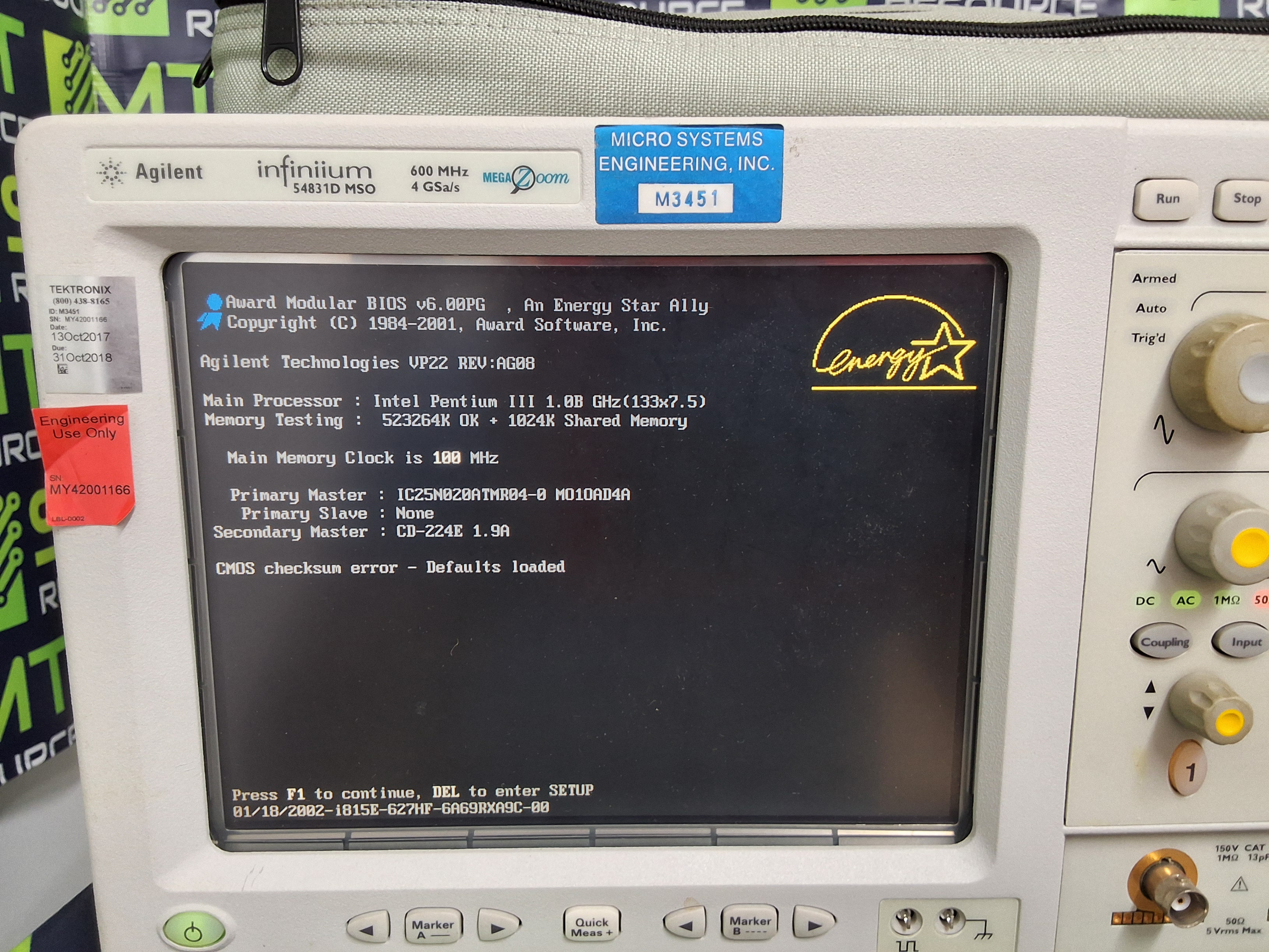 Used AGILENT INFINIIUM 54831D MSO 600 MHz 4 GSa/s