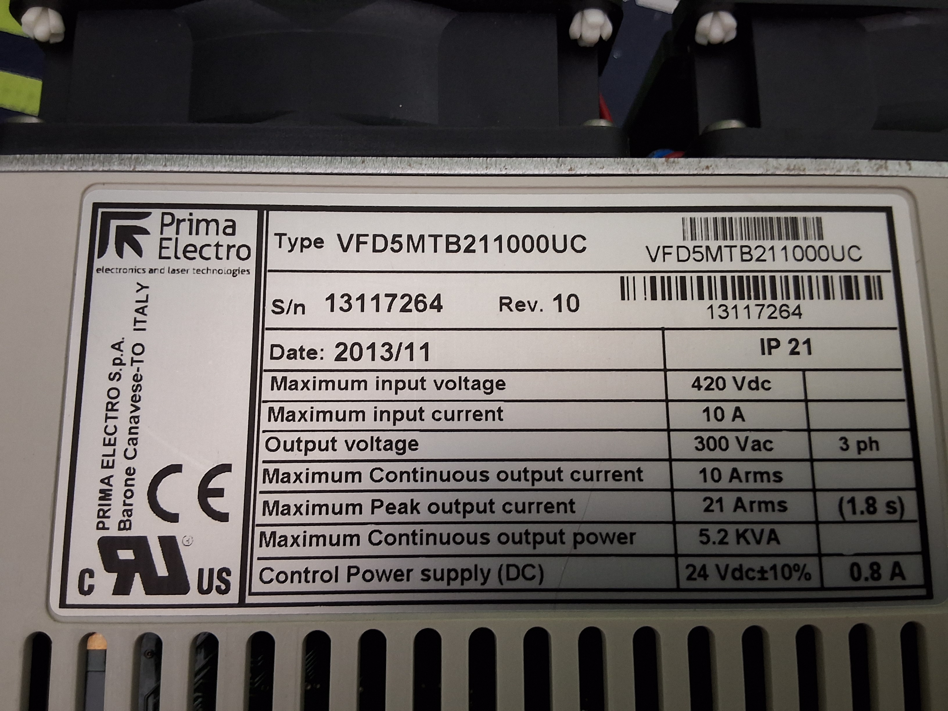 Used SERVOTRONIC VFD400E10/450 SERVO AMPLIFIER PN: 10932 / MYDATA VFD5MTB211000UC 