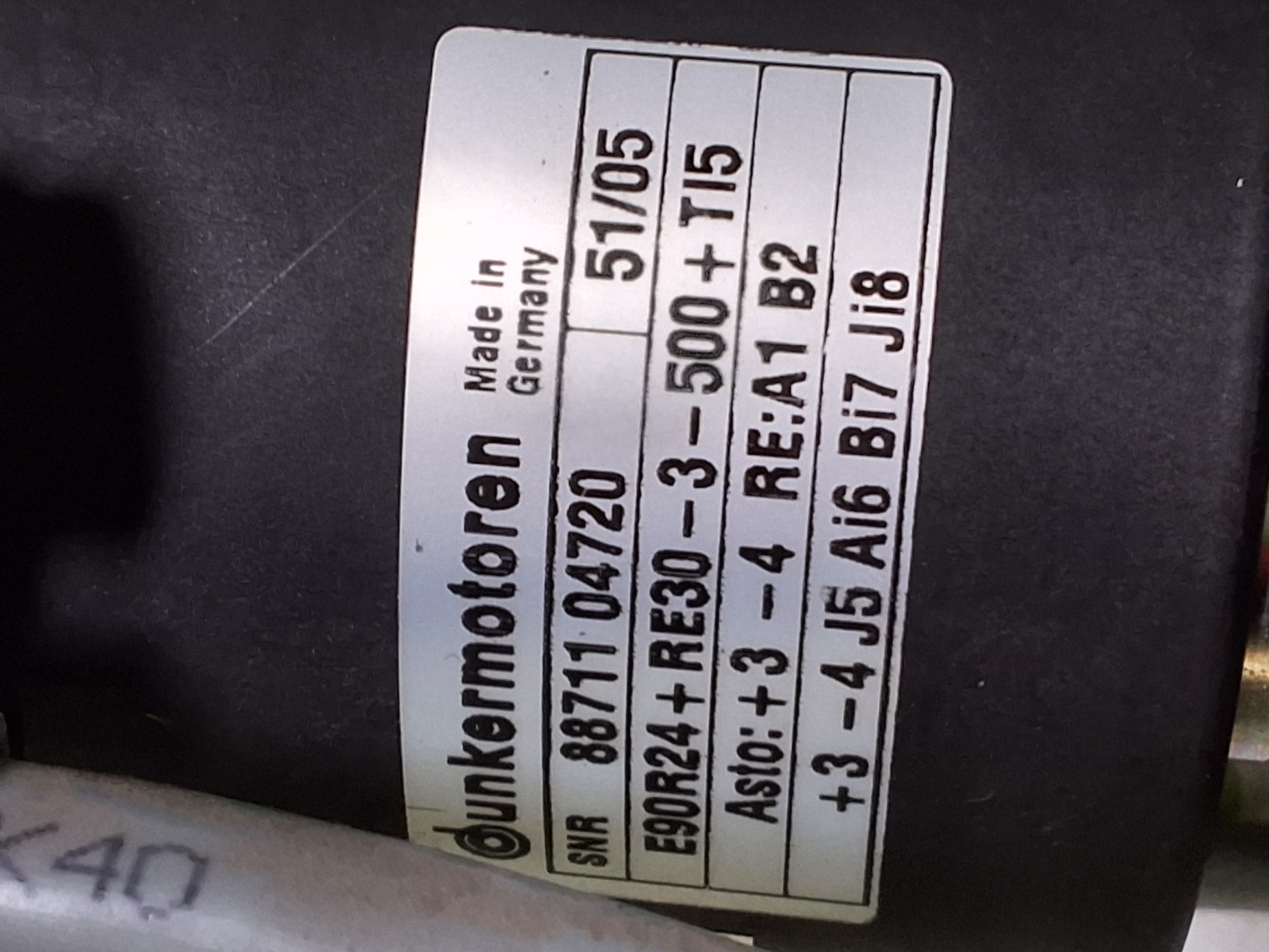 Used DEK DUNKERMOTOREN RISING TABLE MOTOR BG83S - 188988