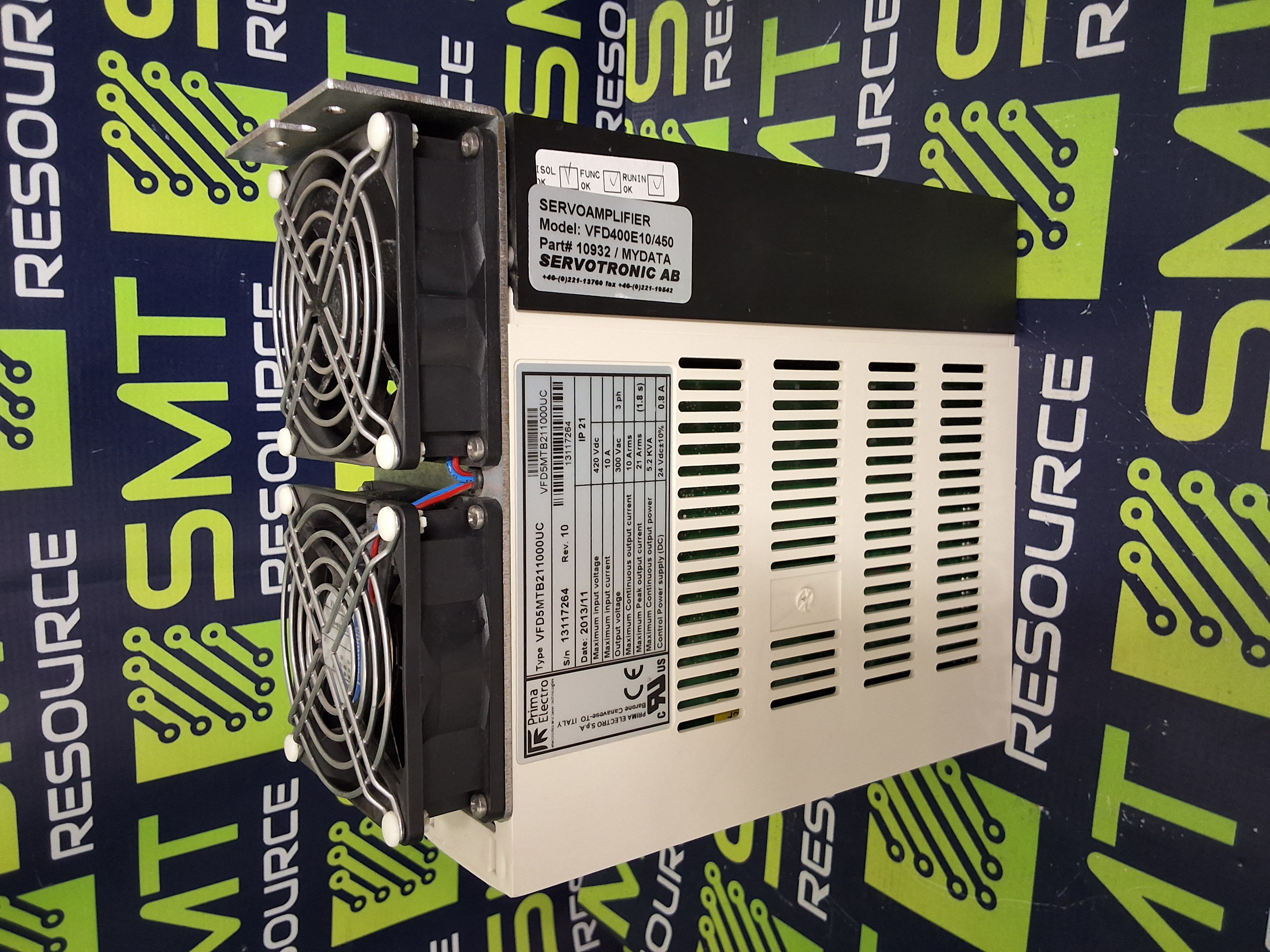 Used SERVOTRONIC VFD400E10/450 SERVO AMPLIFIER PN: 10932 / MYDATA VFD5MTB211000UC 