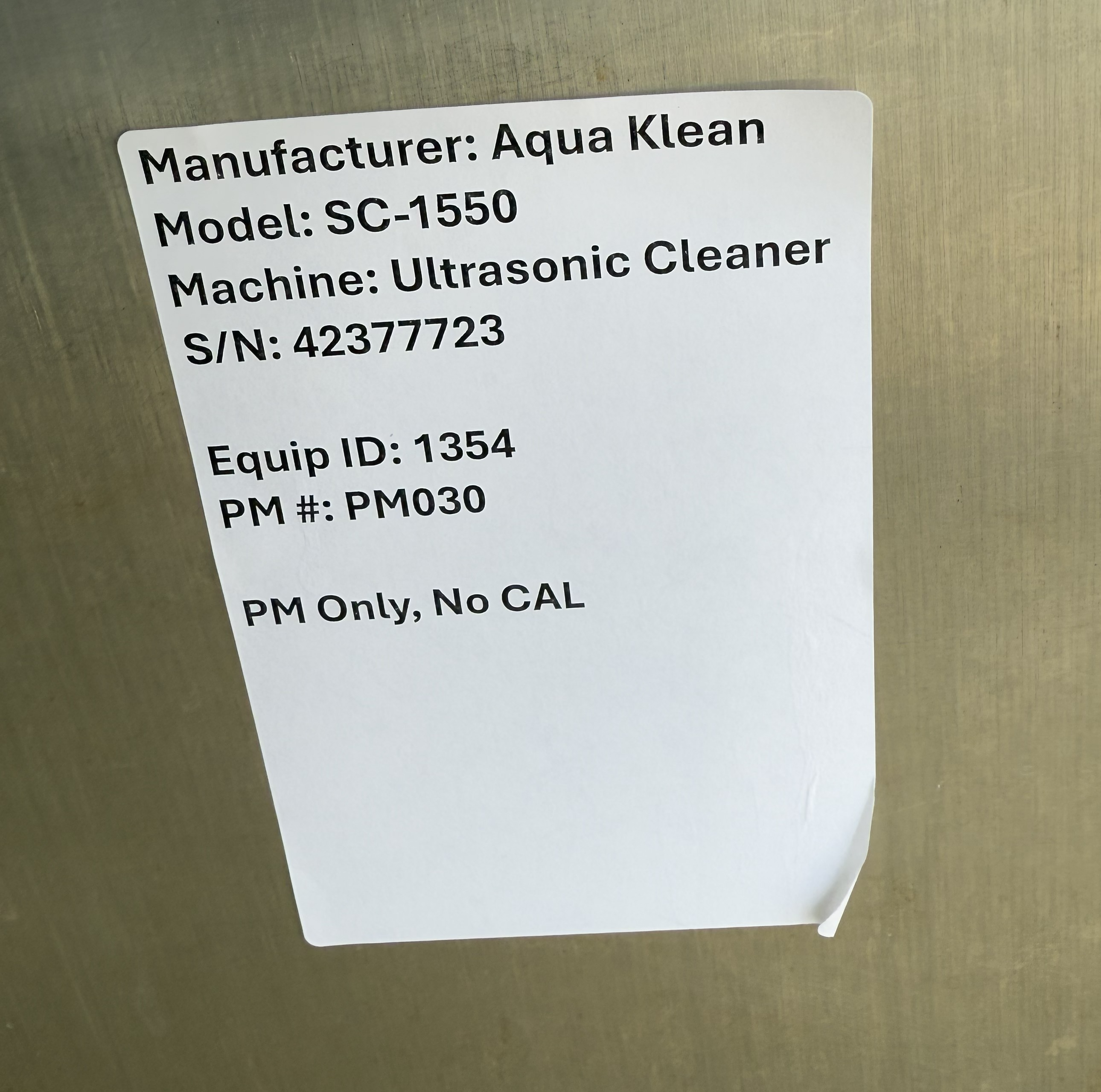 Used Aqua Klean SC‑1550 Ultrasonic Stencil Cleaner