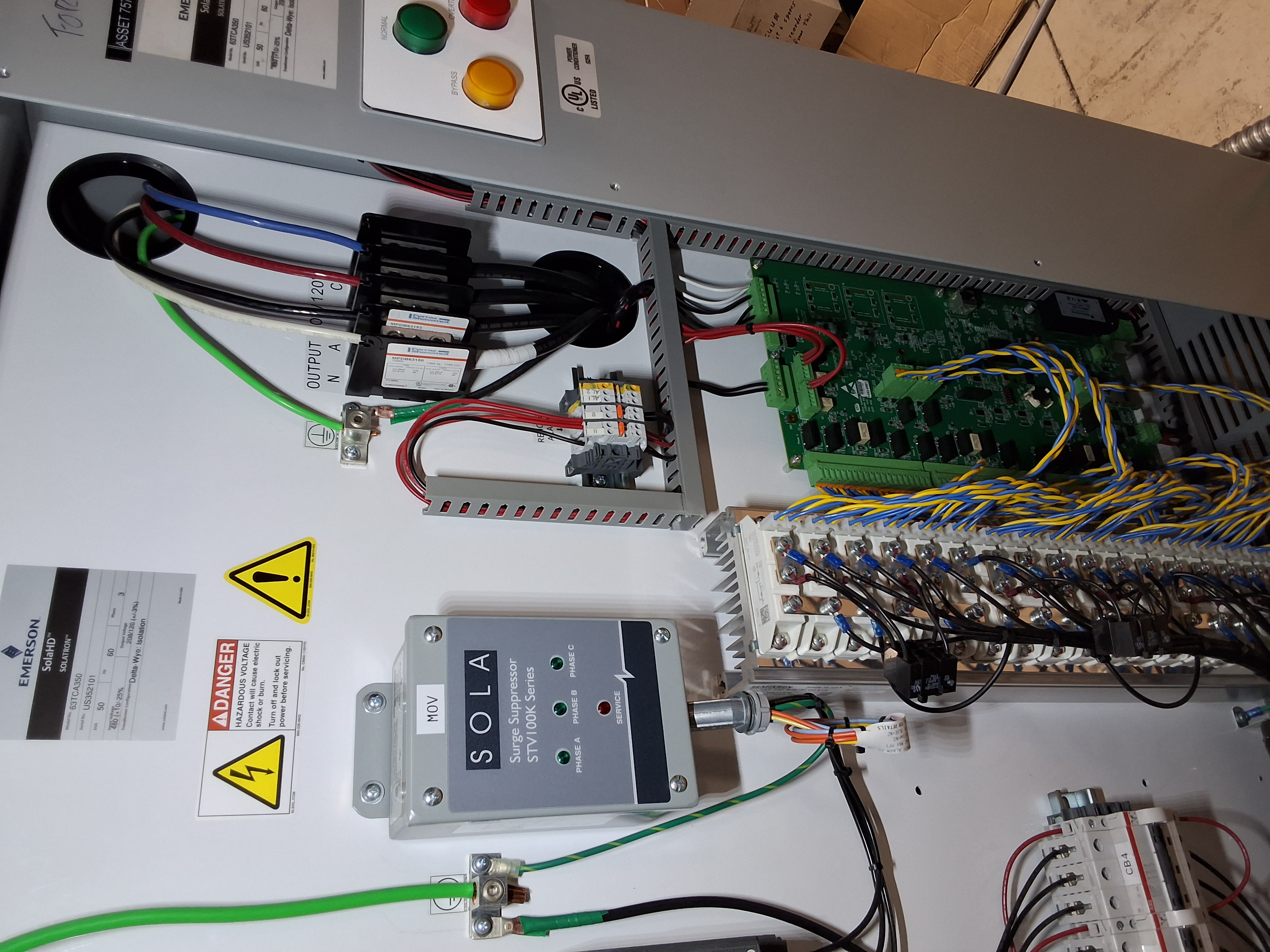 Used SOLATRON SolaHD EMERSON 63TCA350 3-PHASE POWER CONDITIONER & VOLTAGE REGULATOR 480VAC 50kVA - TESTED