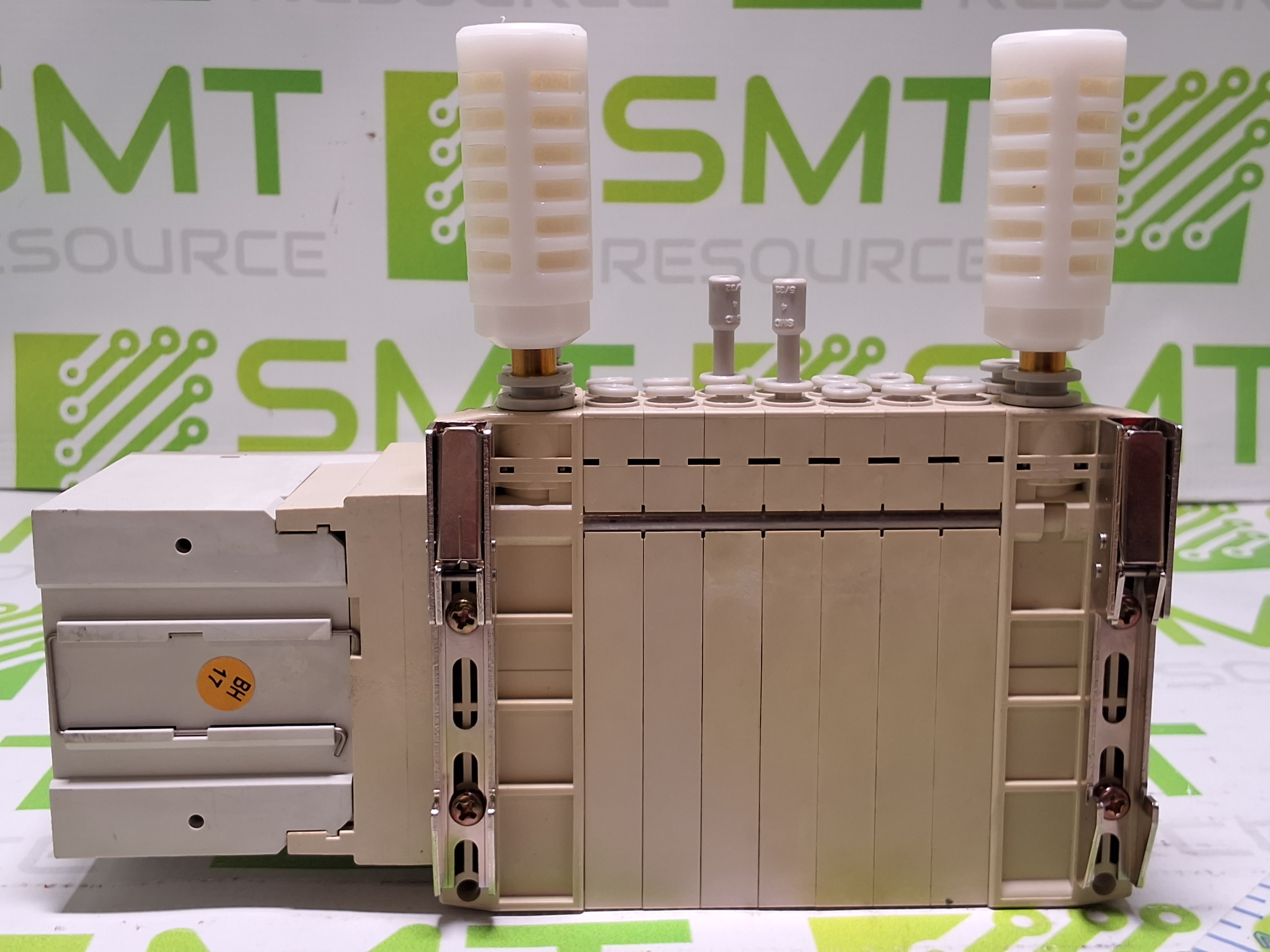 Used SMC EX120-SCA1 CONTROLLER AND 5 PORT MANIFOLD WITH 7 SMC SOLENOID VALVES