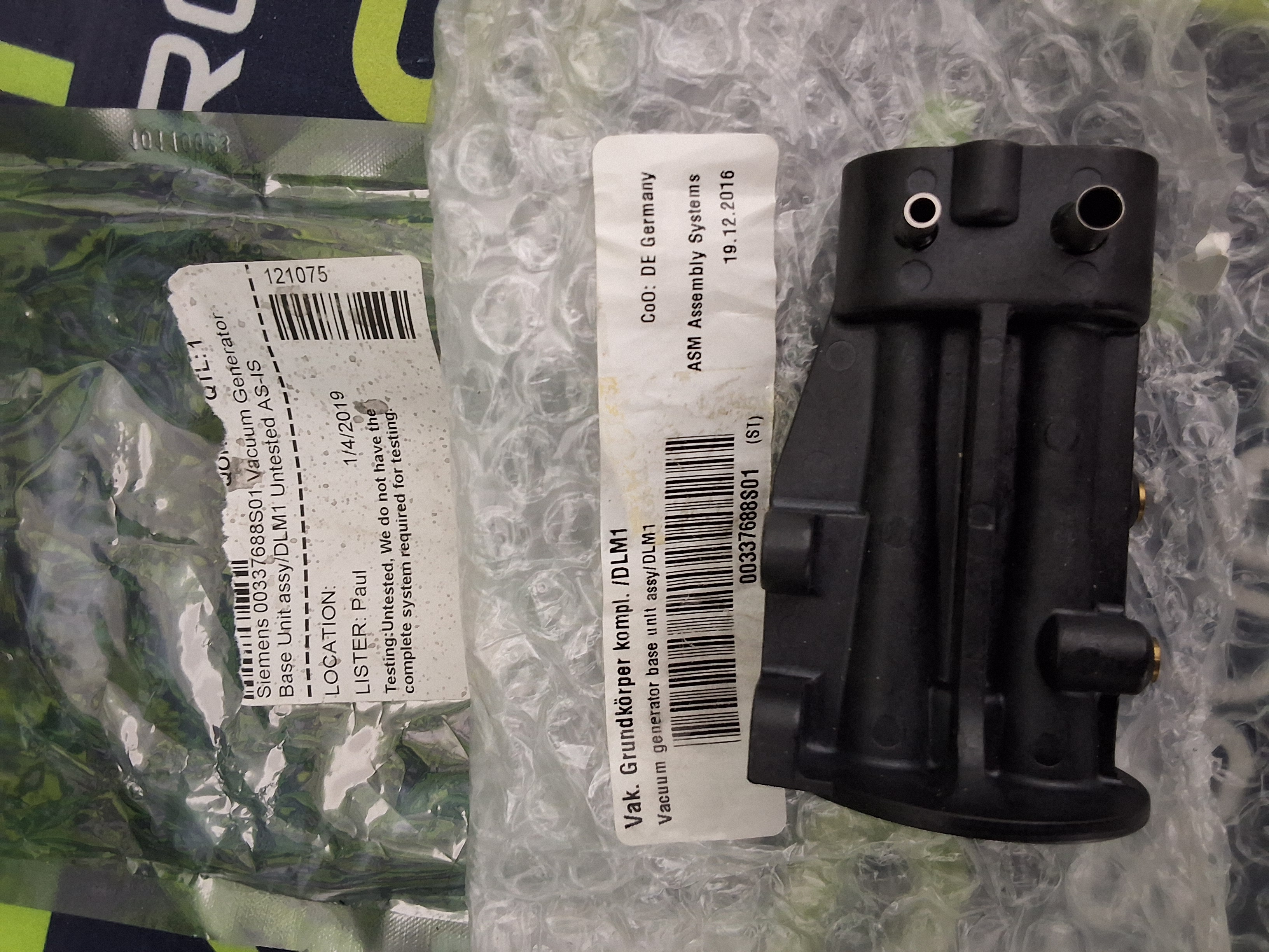 SIEMENS 00337688S01 VACUUM GENERATOR BASE ASSEMBLY DLM1 - BRAND NEW