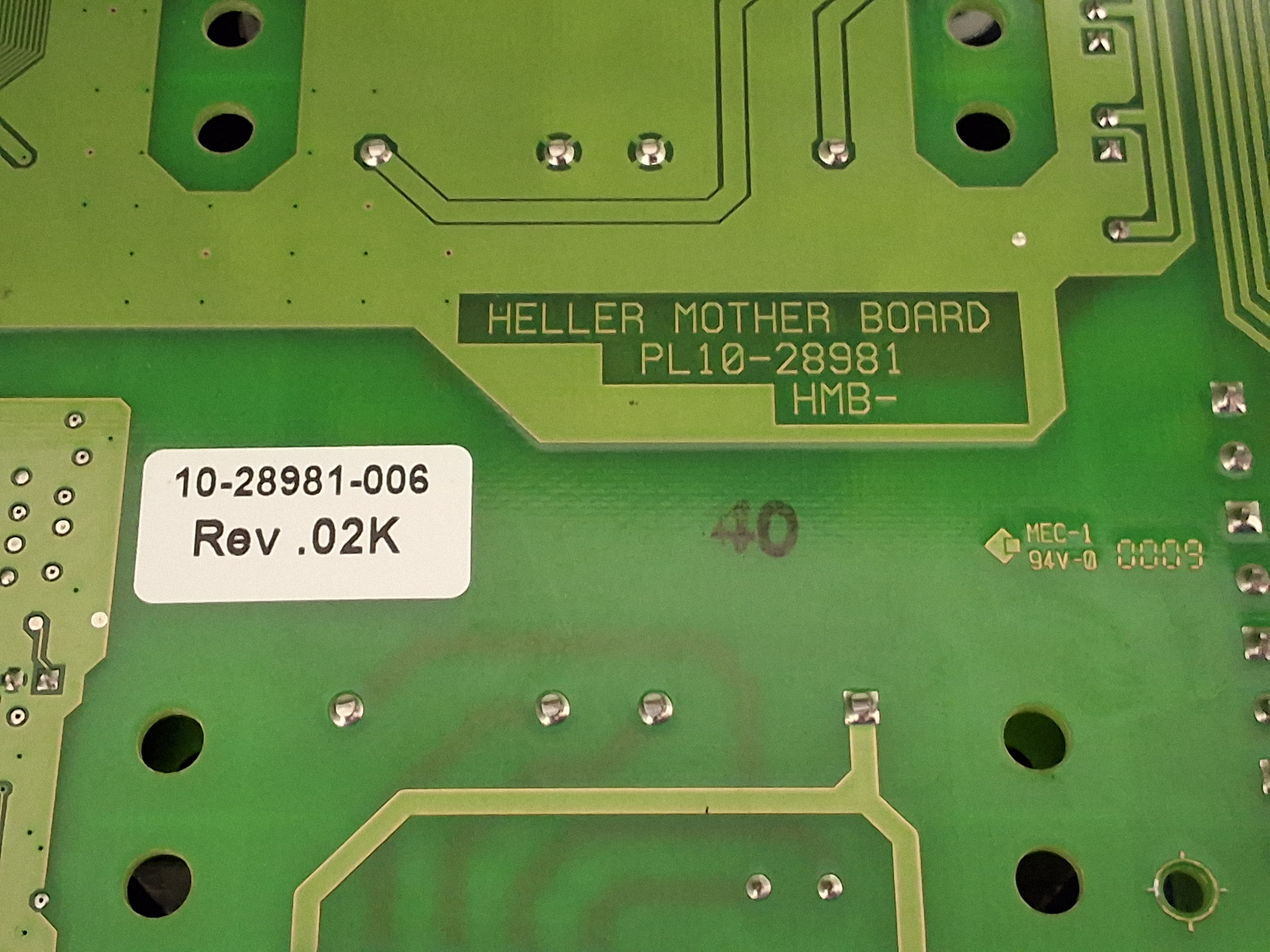 Used HELLER PL10-28981HMB MOTHER BOARD AND MAIN CONTROL BOARD HELLER 4-28981-2