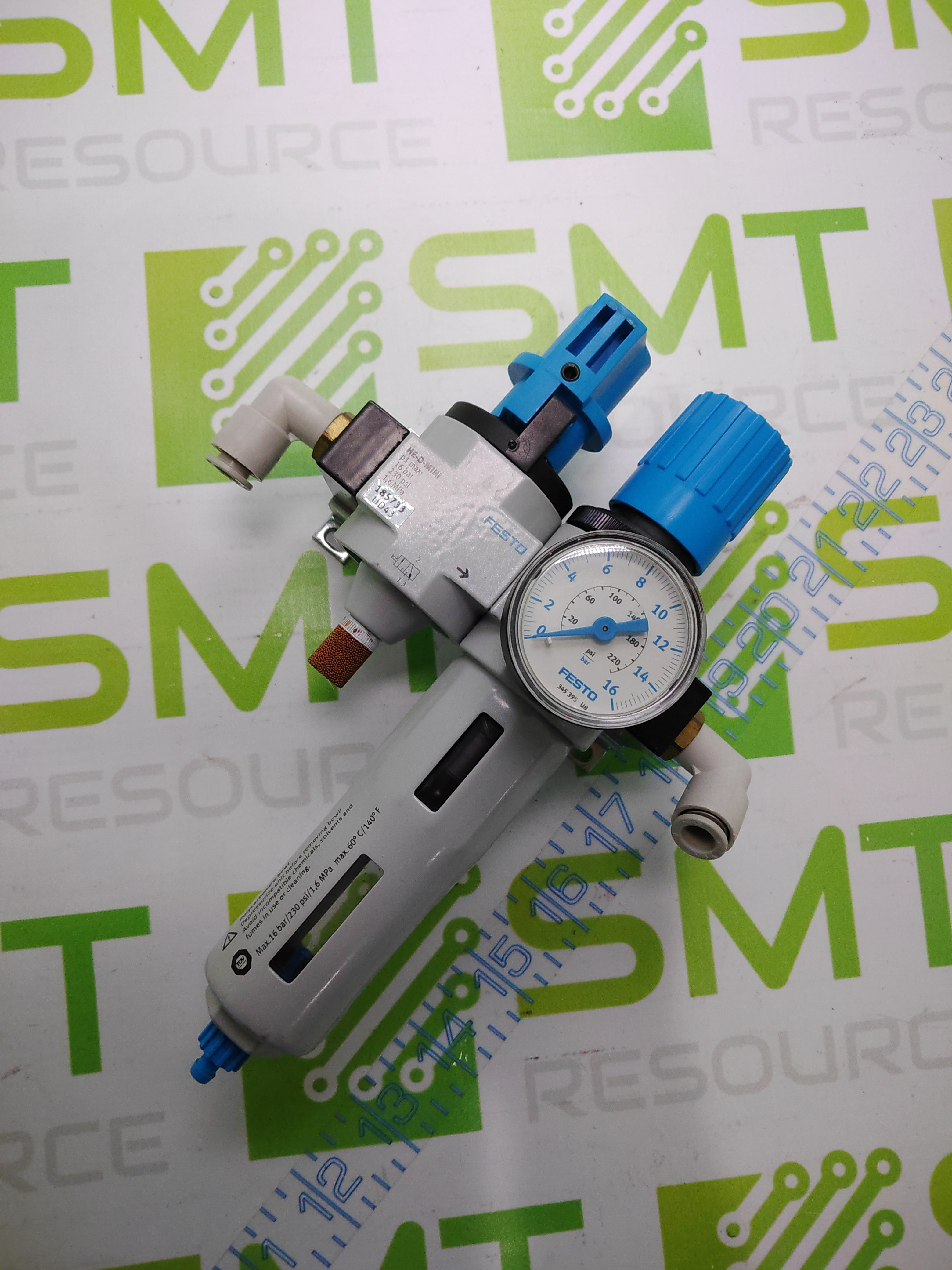 Used FESTO LFR-D-MINI FILTER REGULATOR W/ HE-D-MINI SHUT OFF