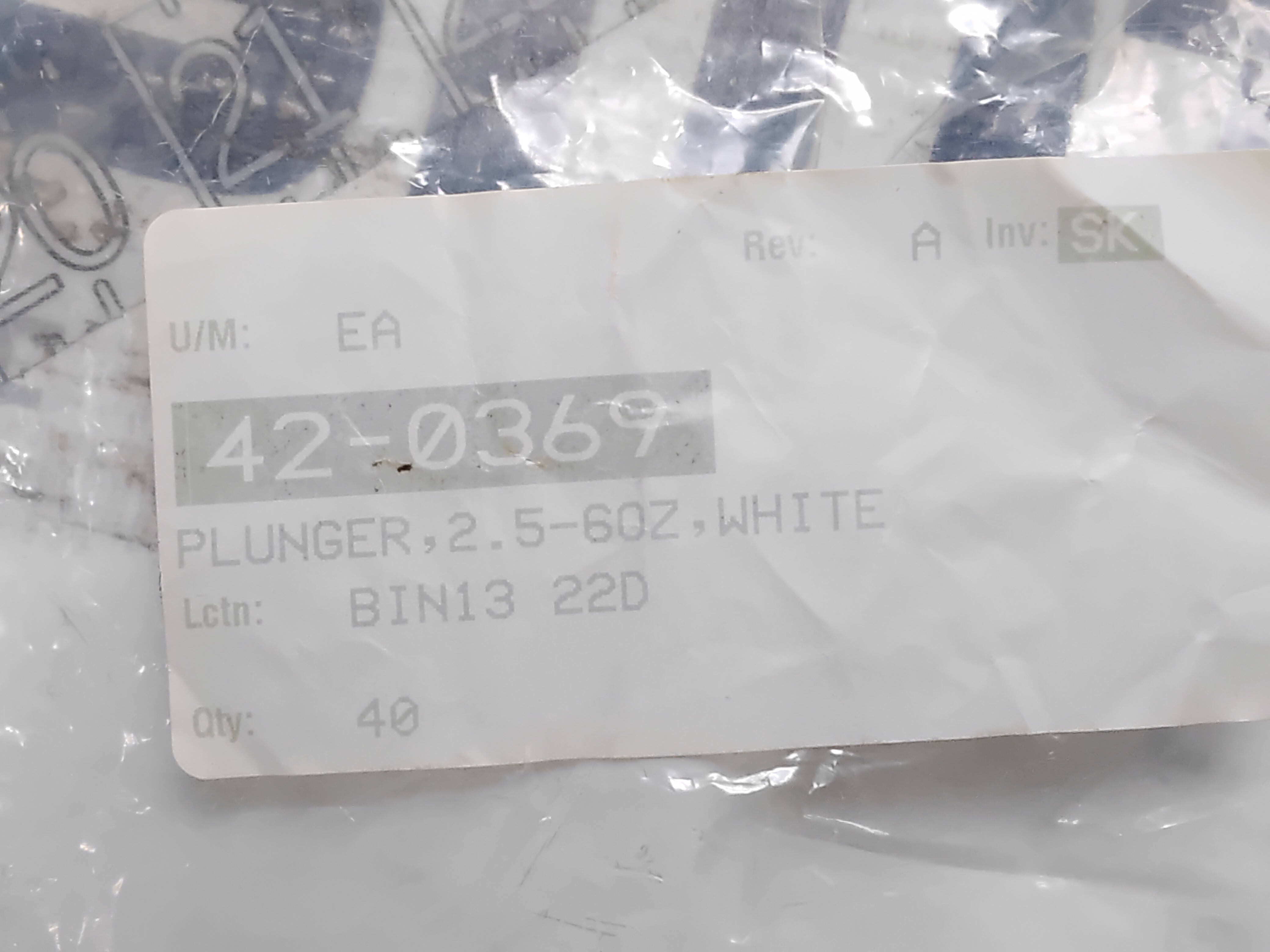 ASYMTEK NORDSON 42-0369 REV. A 2.5-60Z WHITE PLUNGER- PACK OF 40