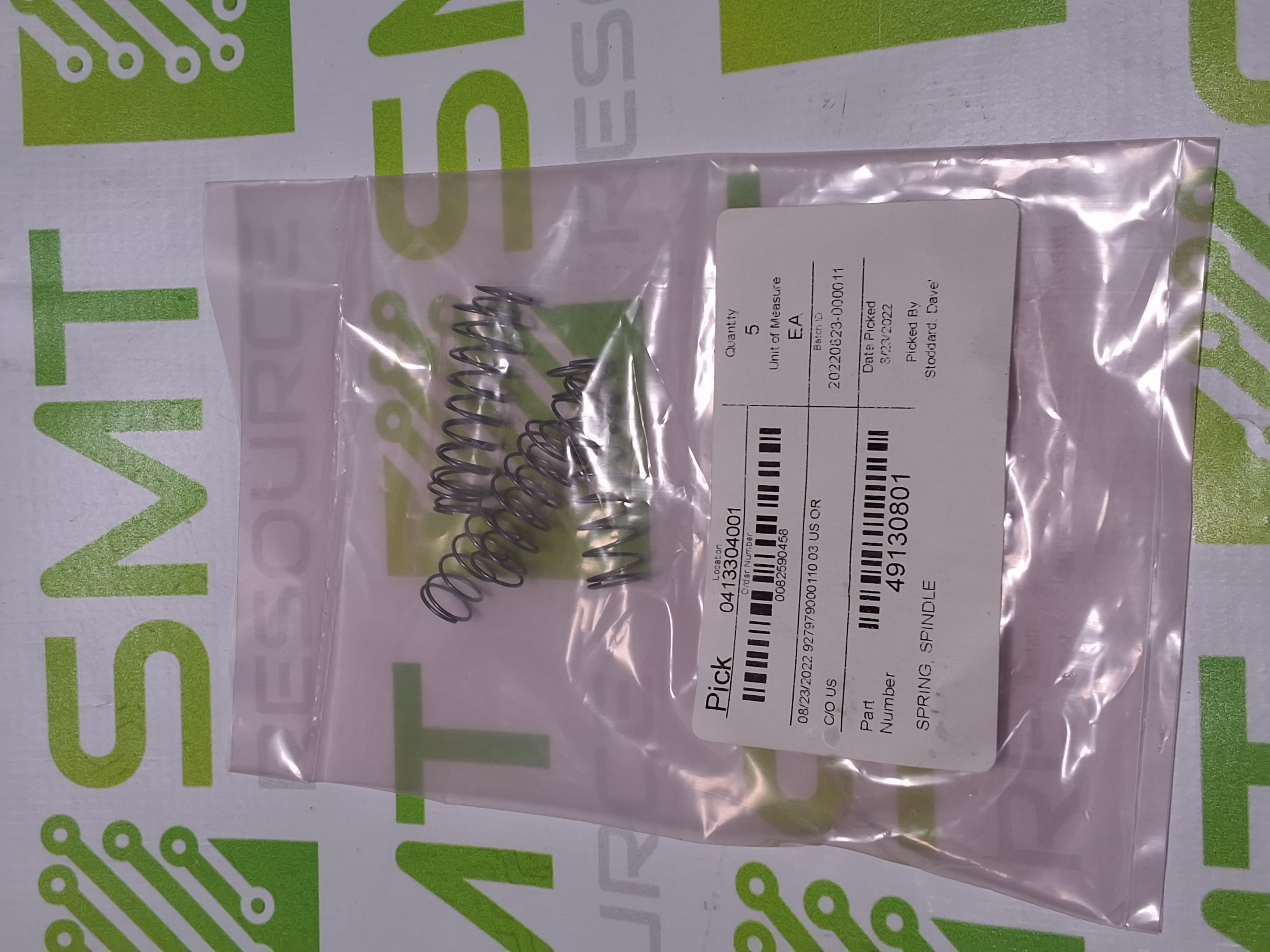 UNIVERSAL INSTRUMENTS 49130801 SPINDLE SPRING - LOT OF 5 - BRAND NEW