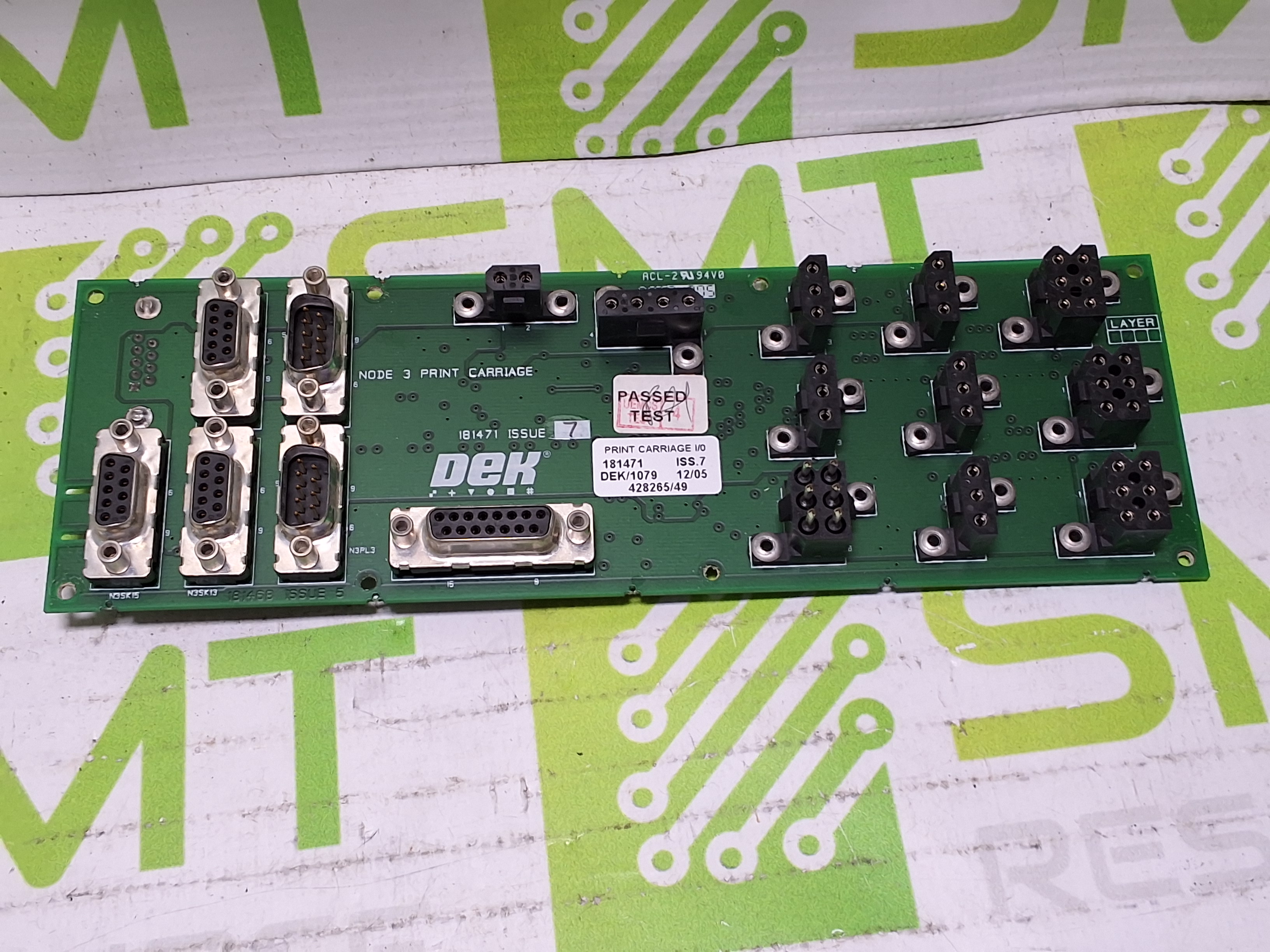 Used DEK 181471 PRINT CARRIAGE I/O CIRCUIT BOARD